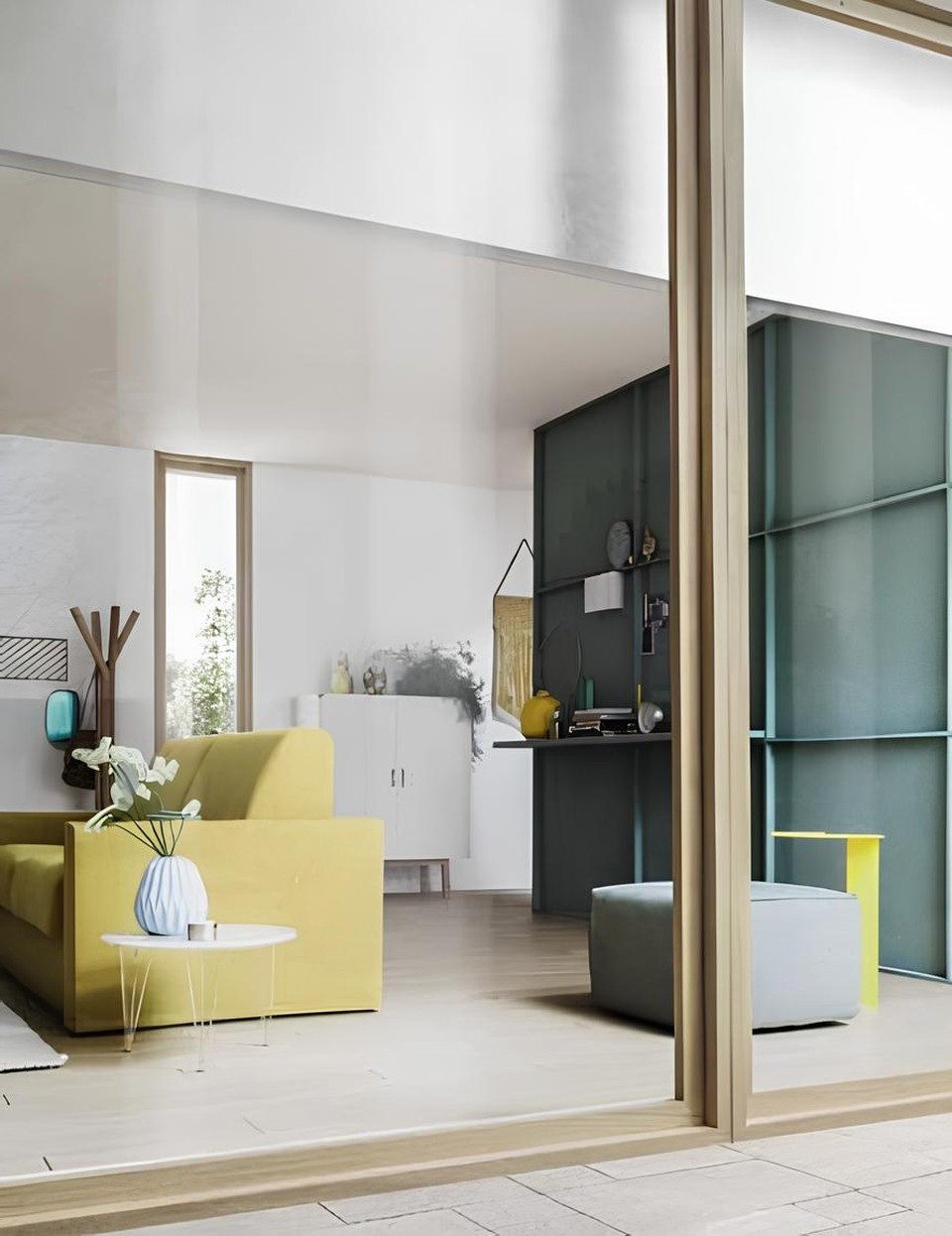 Xlmoebel 2-Sitzer Designer Sofa Gelb Stoff Schlafsofa Italienische Möbel, Sofa 1 Teile, Made in Europa