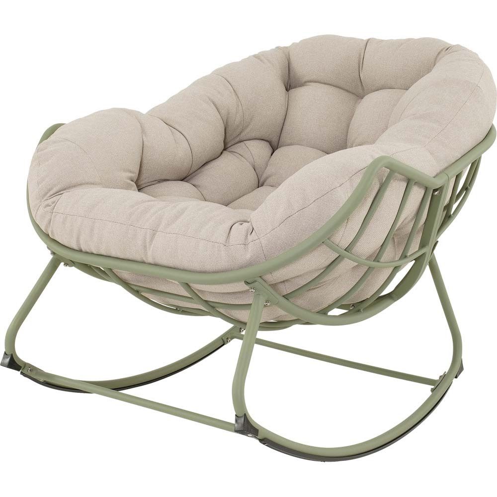 Lesli Living Schaukelstuhl Relax-Stuhl COZY Gartenstuhl beige/grün