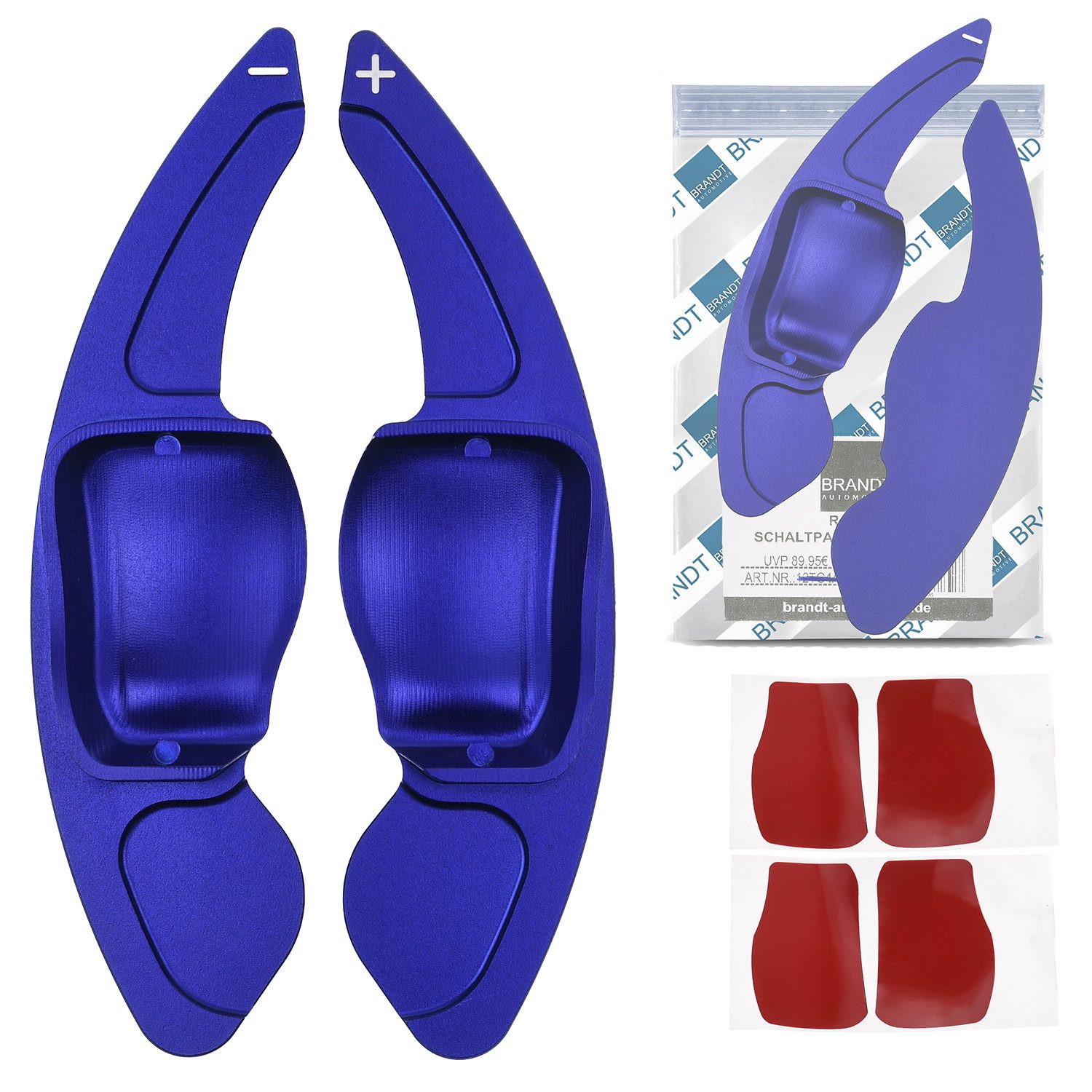 BRANDT AUTOMOTIVE Lenkeradapter Auto Lenkrad Schaltwippen Verlängerung SET Aluminium BLAU, (2-tlg., für SEAT LEON II 1P TOLEDO III 5P ALTEA ALHAMBRA II 7N)