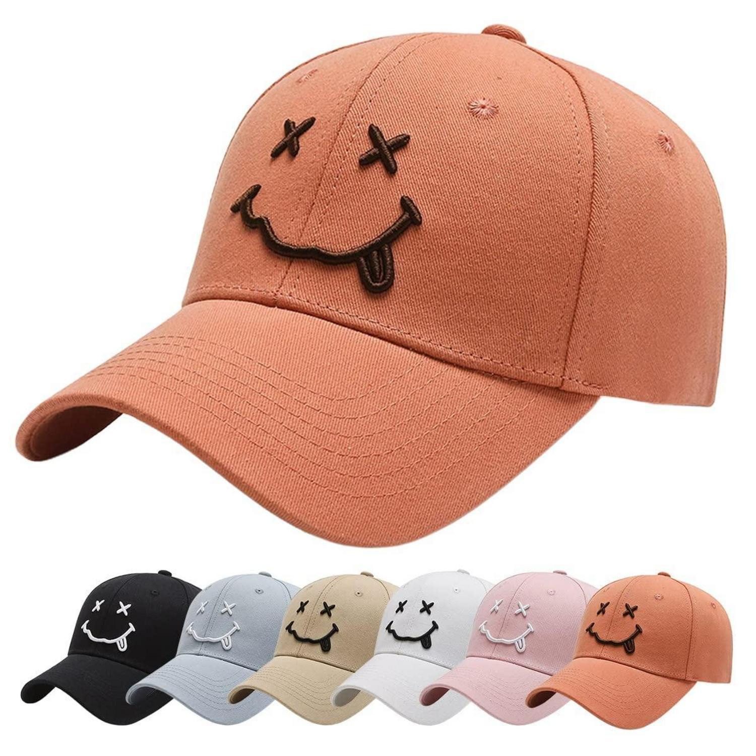 LuxusKollektion Baseball Cap Baseballmütze Herren Damen Lächeln Sonnenschutz Z_Orange Einheitsgröße