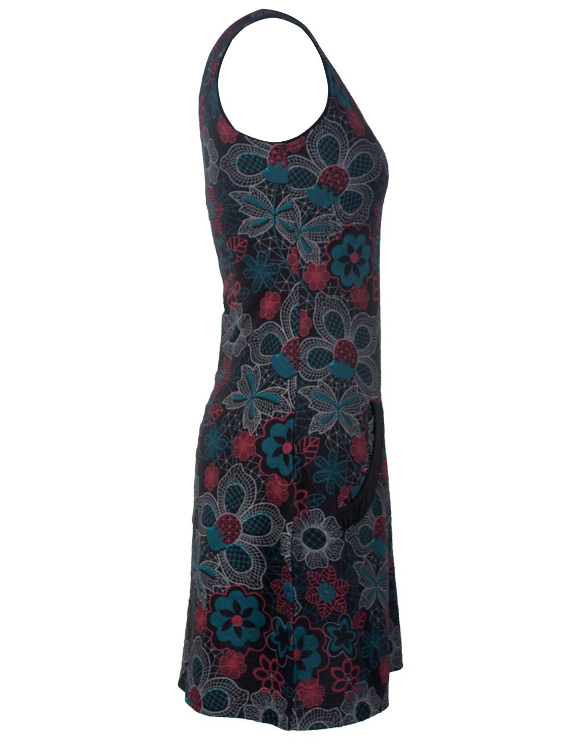 Vishes Sommerkleid Ärmelloses Blumenkleid aus Baumwolle bedruckt Hippie, Goa, Elfen Style