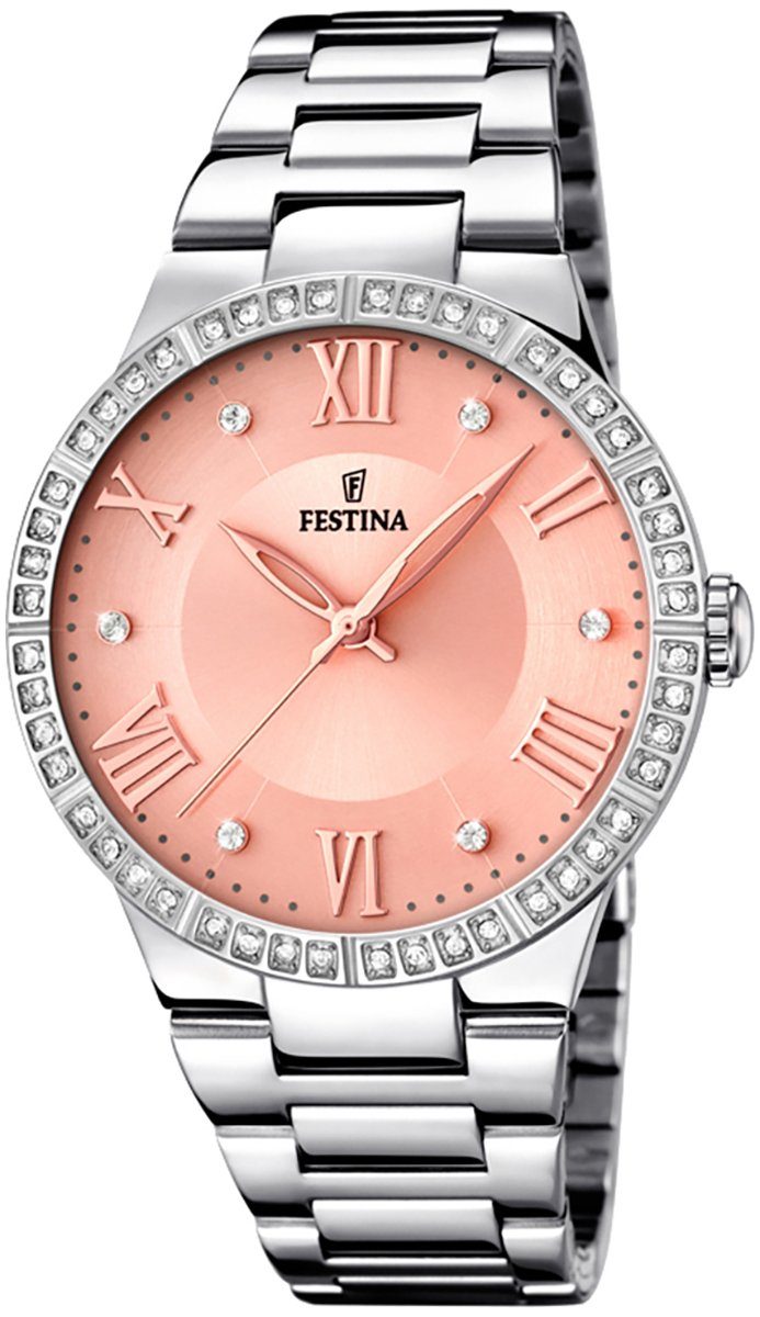 Festina Quarzuhr Festina Damen Uhr F16719/3 Analog, Damen Armbanduhr rund, Edelstahlarmband silber