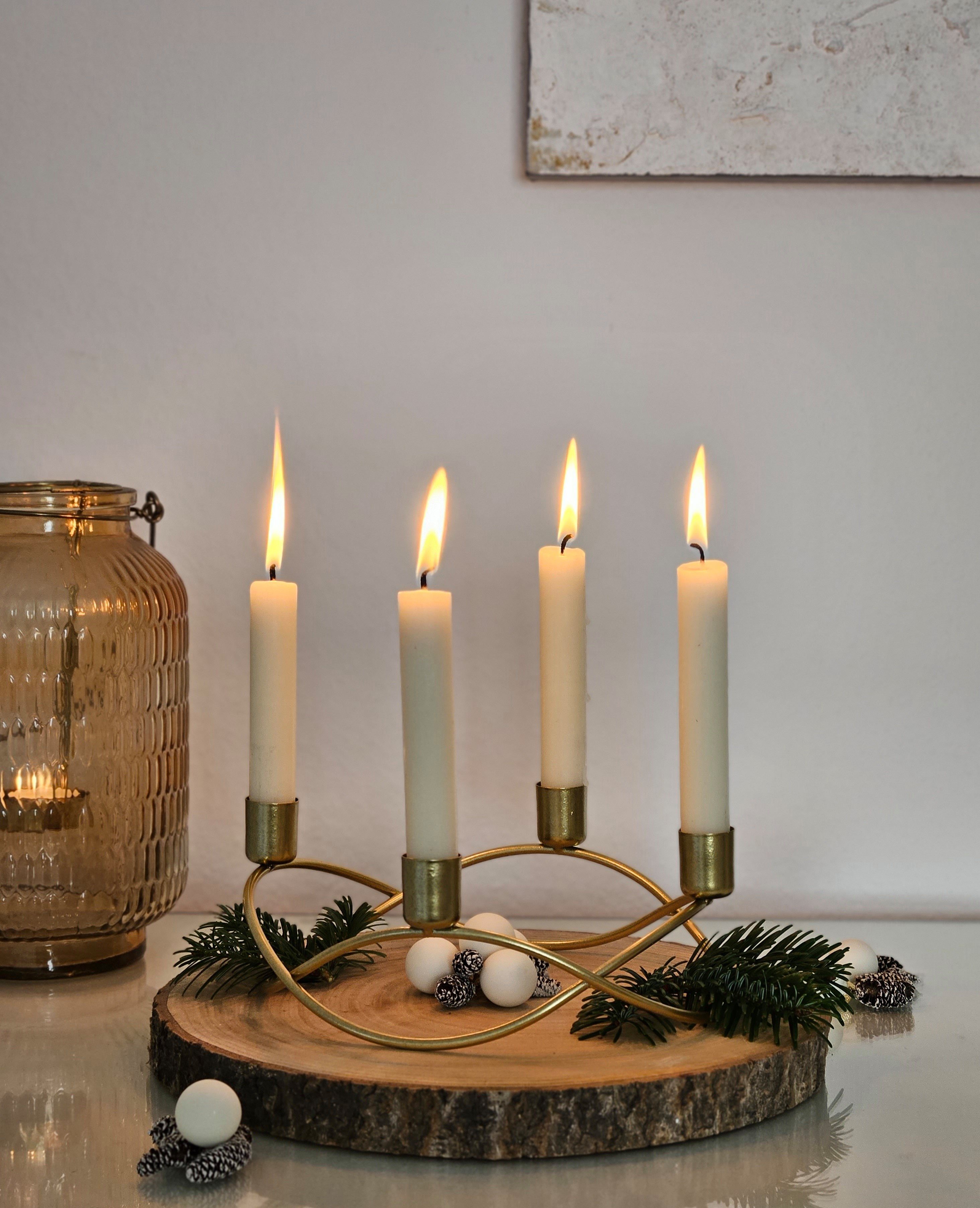 Meinposten Kerzenständer Kerzenhalter gold (1 Kerzenleuchter oder 21 schwarz Adventskranz Ø St) cm