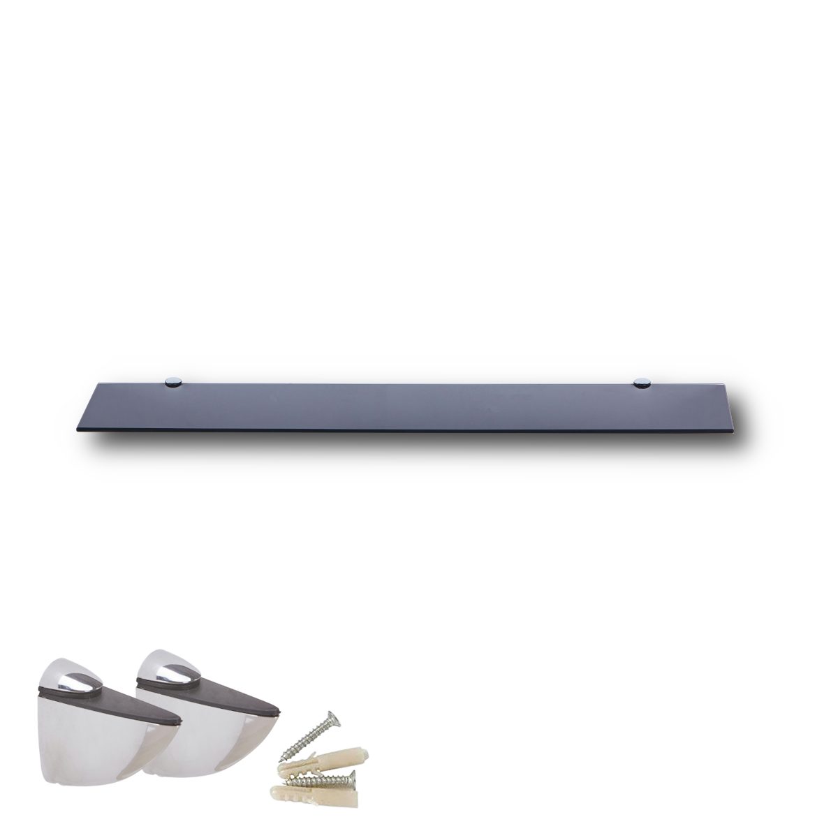 HOOZ Wandregal aus Sicherheitsglas mit Halterung - Schwarz - 80 x 13 x 0,6 günstig online kaufen