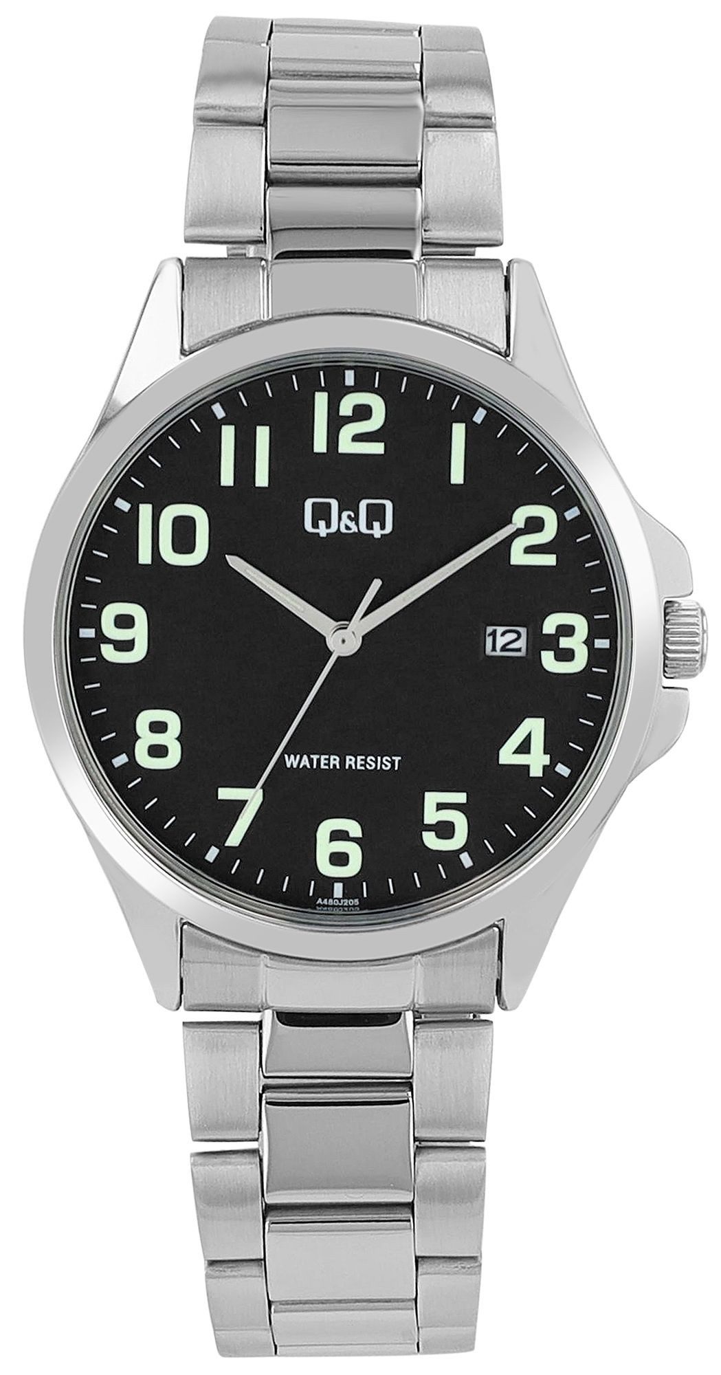 Q&Q Quarzuhr A480J204Y Q&Q Herrenuhr mit Edelstahlarmband, silberfarben/ZB