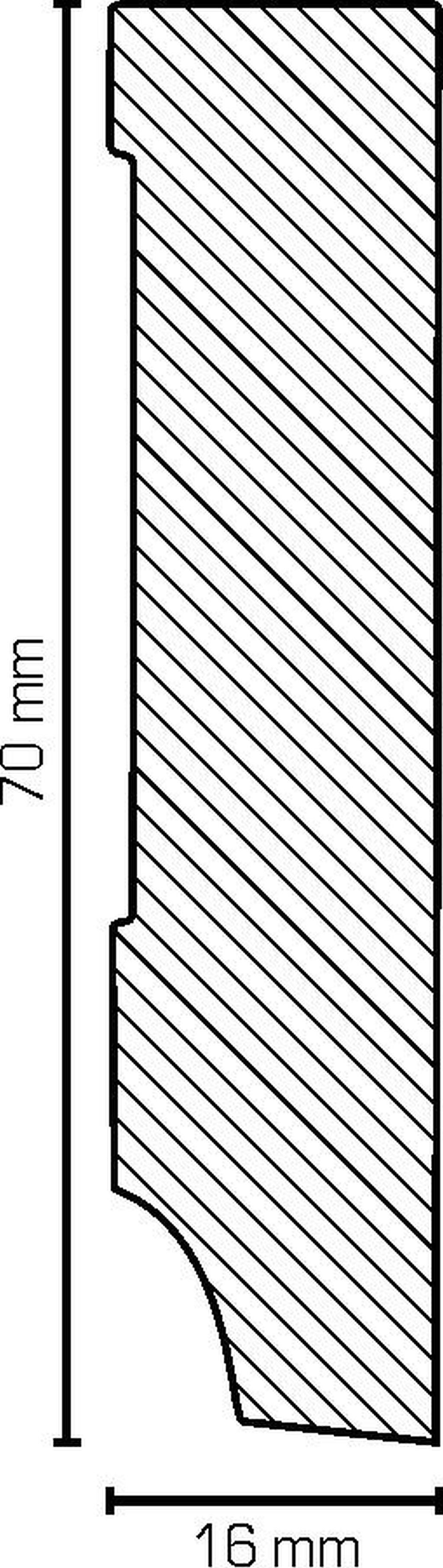 Südbrock Sockelleiste Sockelleiste weiß MDF 16 x 70 mm Foliert RAL 9016 Fußleiste, L: 250 cm, H: 7 cm, 1-St.