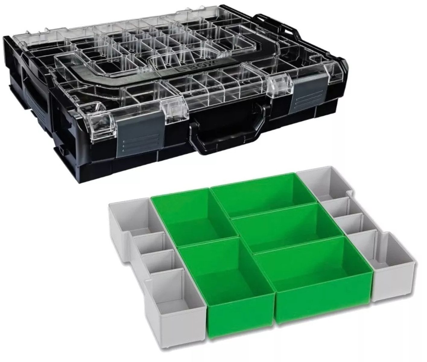 Sortimo® Werkzeugkoffer Bosch Sortimo L-Boxx 102 anthrazit Deckel Transparent mit Insetboxen
