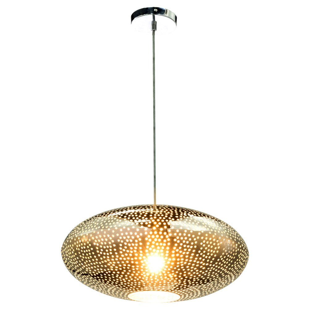 GLOBO LIGHTING Hängeleuchte, Leuchtmittel nicht inklusive, Hänge Leuchte Chrom Pendel Lampe Decken Strahler geätzt Wohn Zimmer