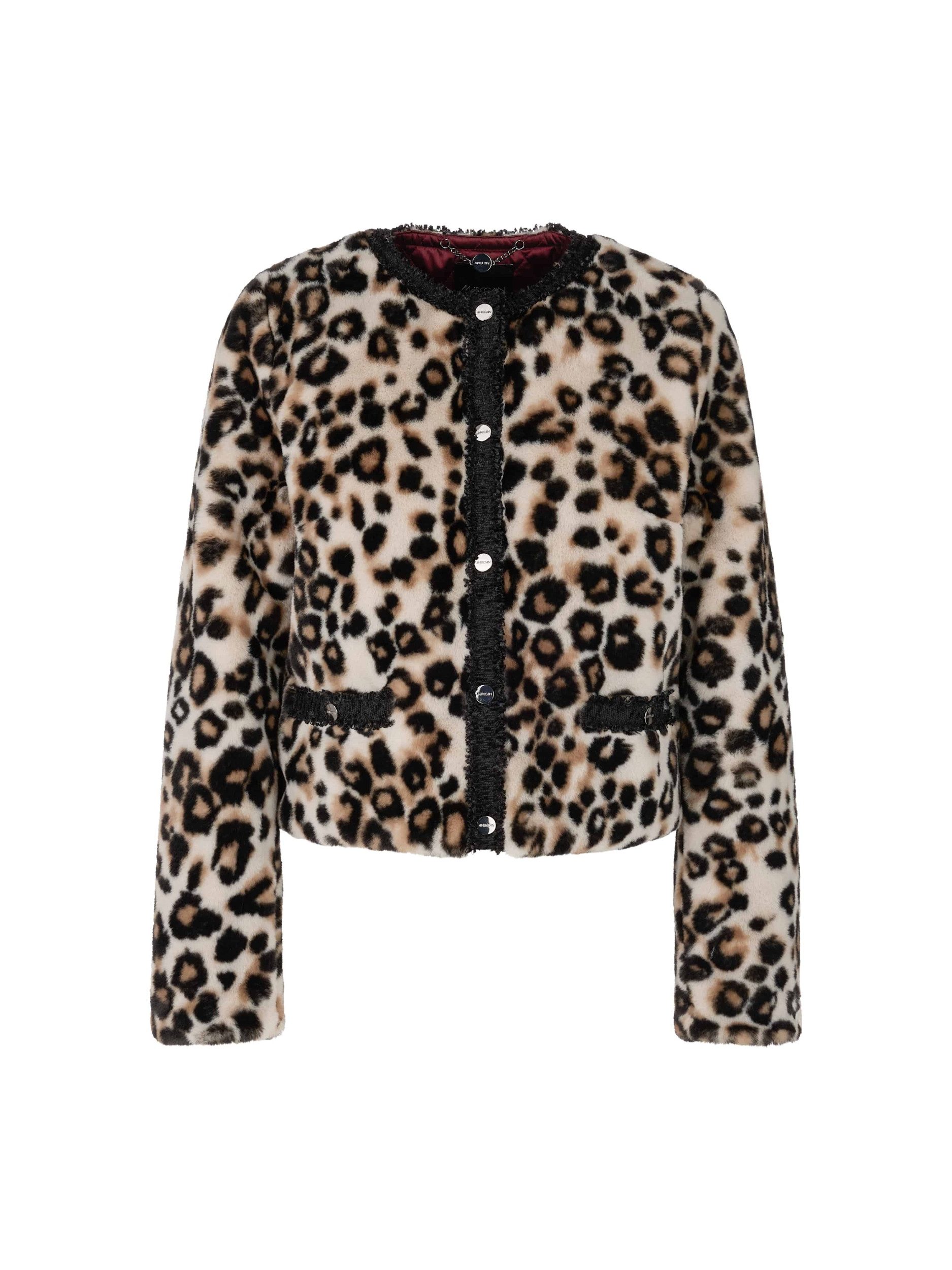 Blouson Kurze Leo-Print Jacke - Gerade