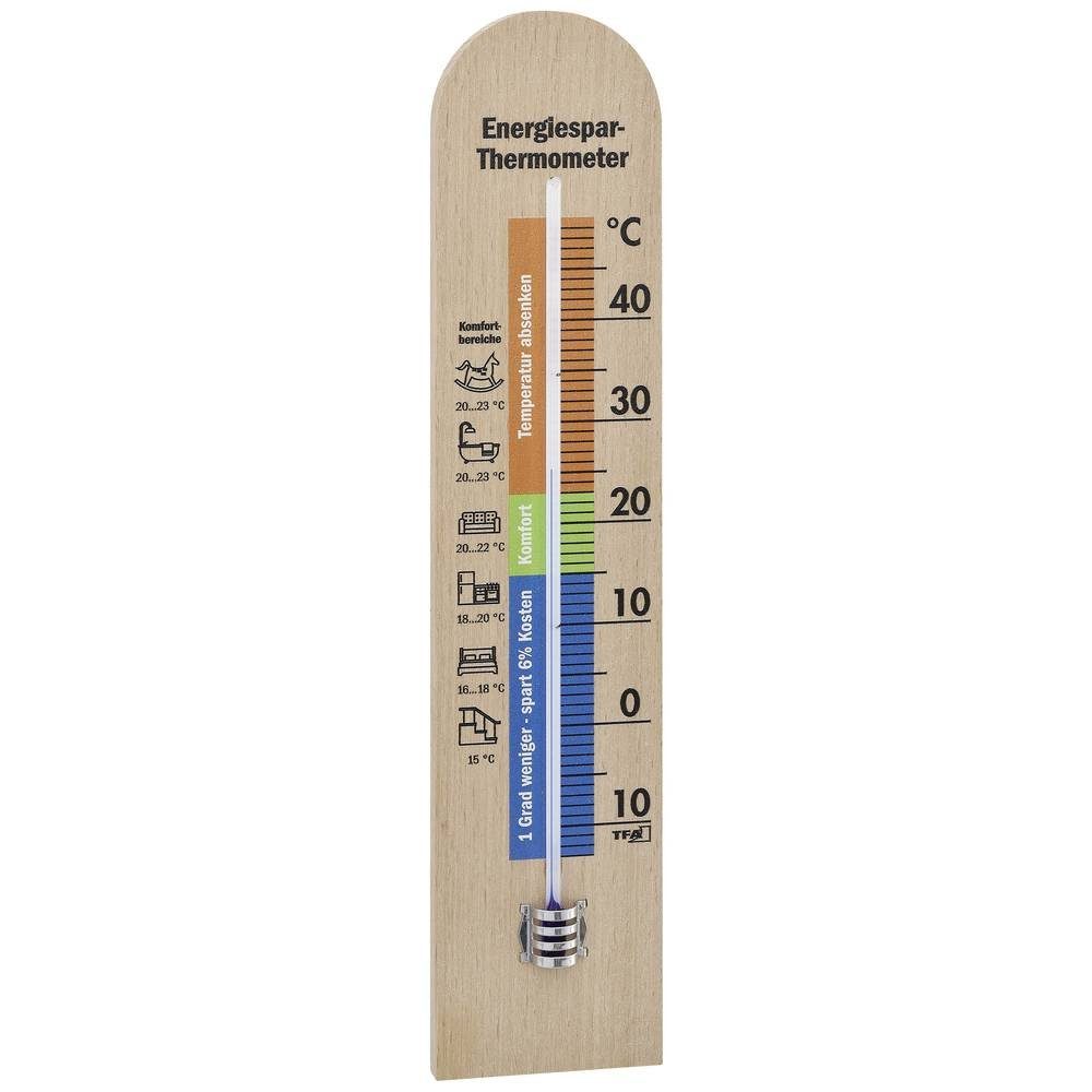 TFA Dostmann Hygrometer mit Tipps zum Energiesparen, aus Buchenholz