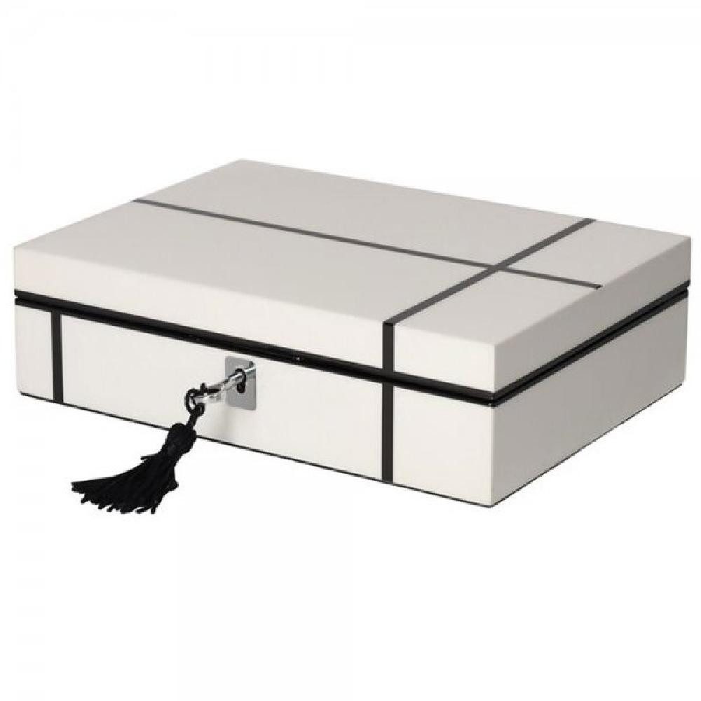 Giftcompany Schmuckablage Schmuckkasten Schmuckbox Tang mit Streifen Weiß Schwarz (22x16cm)