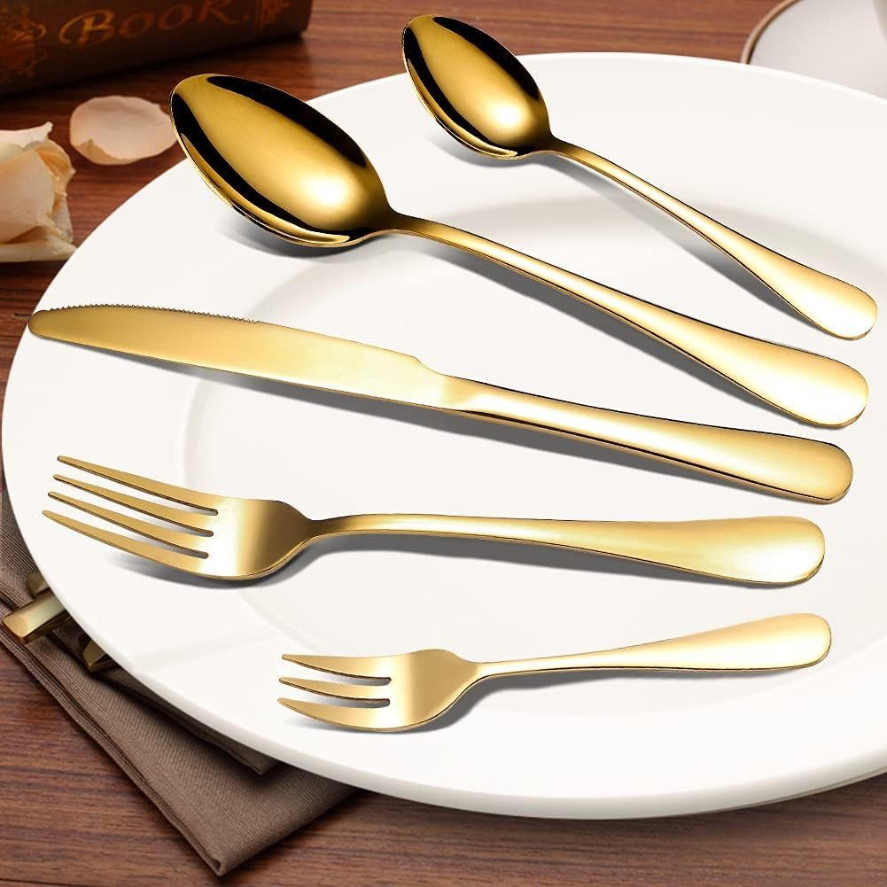 KingLux Besteck-Set 30tlg.Tafelbesteck Set mit Messer Gabel Löffel Spülmaschinenfest (30-tlg), 6 Personen, Edelstahl – Bild 2 von 5