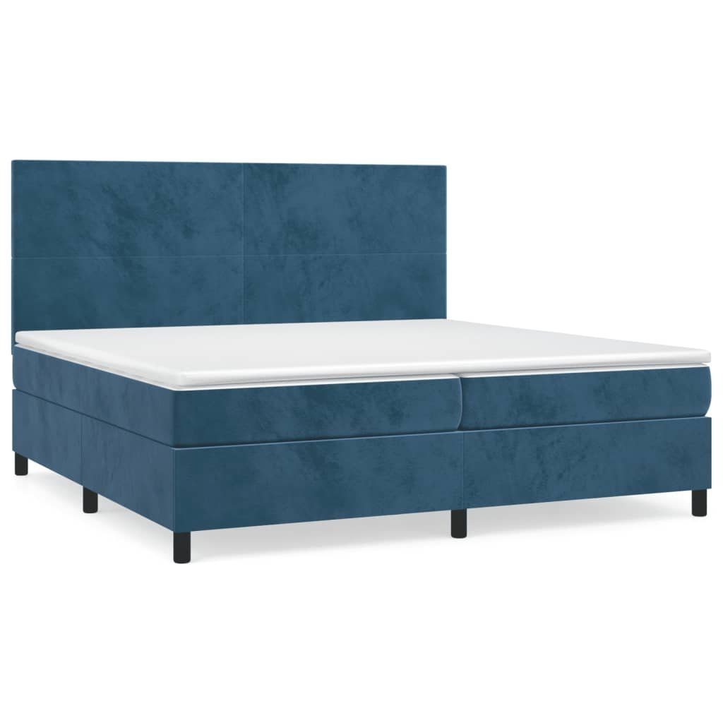 vidaXL Boxspringbett 200 x 200 cm Boxspringbett mit Matratze Dunkelblau 200x200 cm Samt Bet