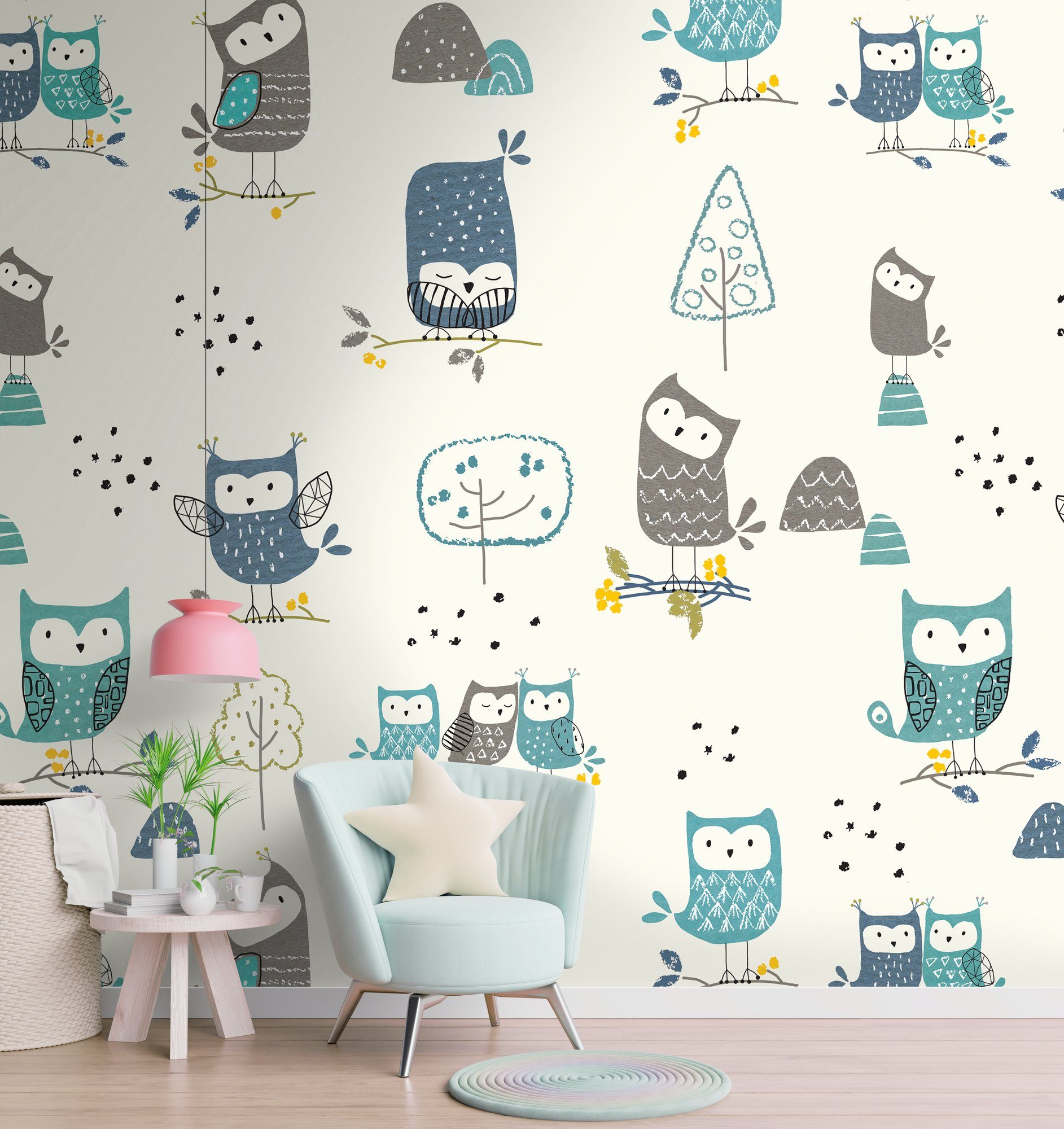 living walls Fototapete Kinderzimmertapete mit Eulen, günstig online kaufen