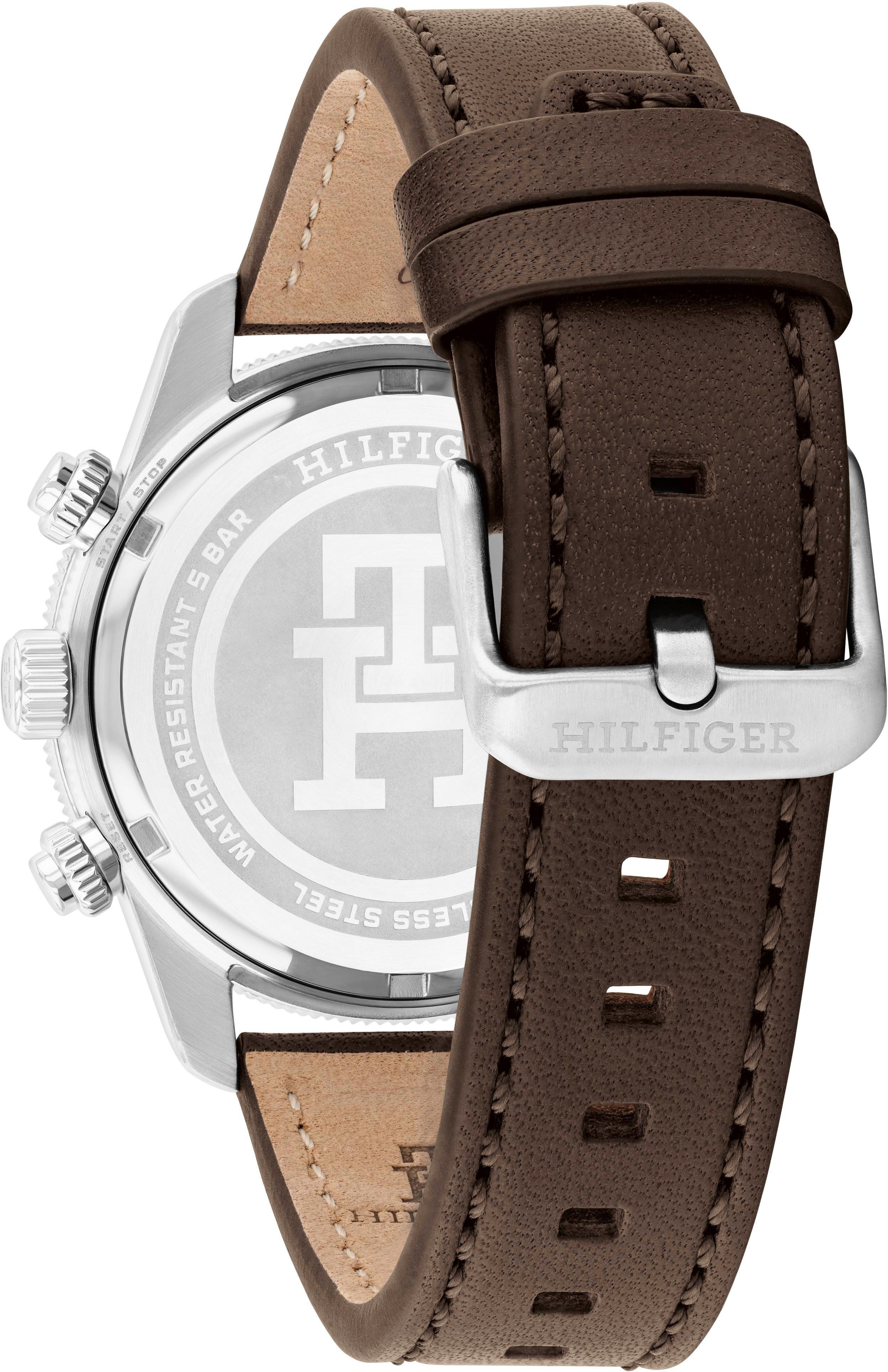 Tommy Hilfiger Chronograph TH85 CHRONOGRAPH 1792163, Quarzuhr, Armbanduhr, Herrenuhr, Lederarmband, analog, Tag
