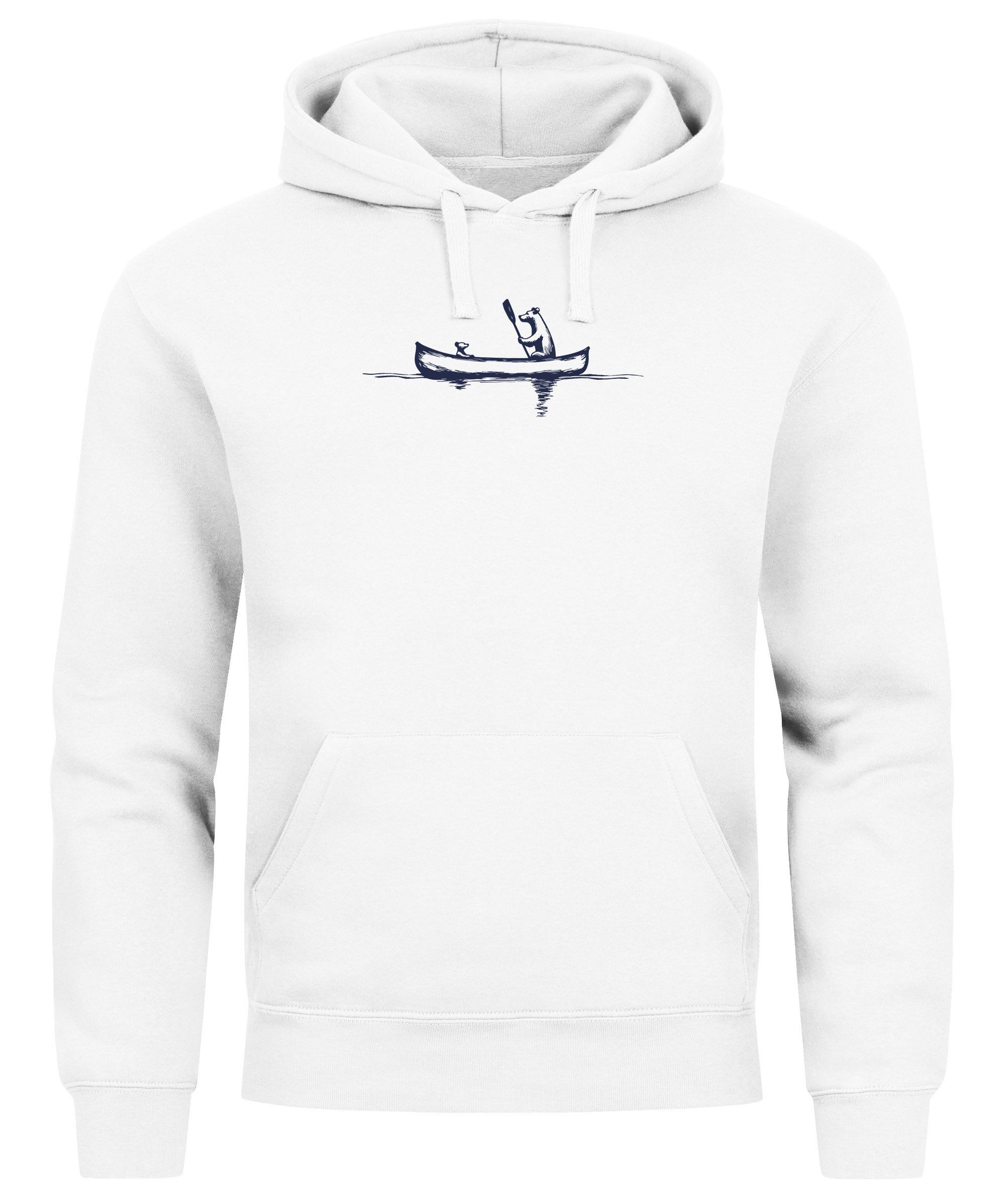 Hoodie Hoodie Herren Bär Familie Kanu Outdoor Print Aufdruck Motiv