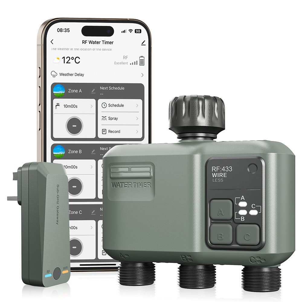 Insma Bewässerungscomputer Bewässerungssystem Smart WLAN 3 Ausgänge, Wasser-Timer +Smart Life App, Garten Bewässerungstimer, automatische Bewässerungssteuerung