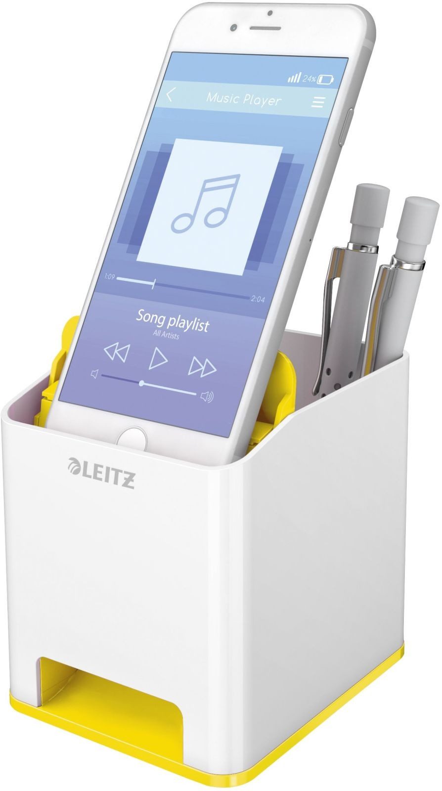LEITZ Tischaufsatz Stifteköcher Wow Duo Colour Sound weiß/gelb (4 Stück)