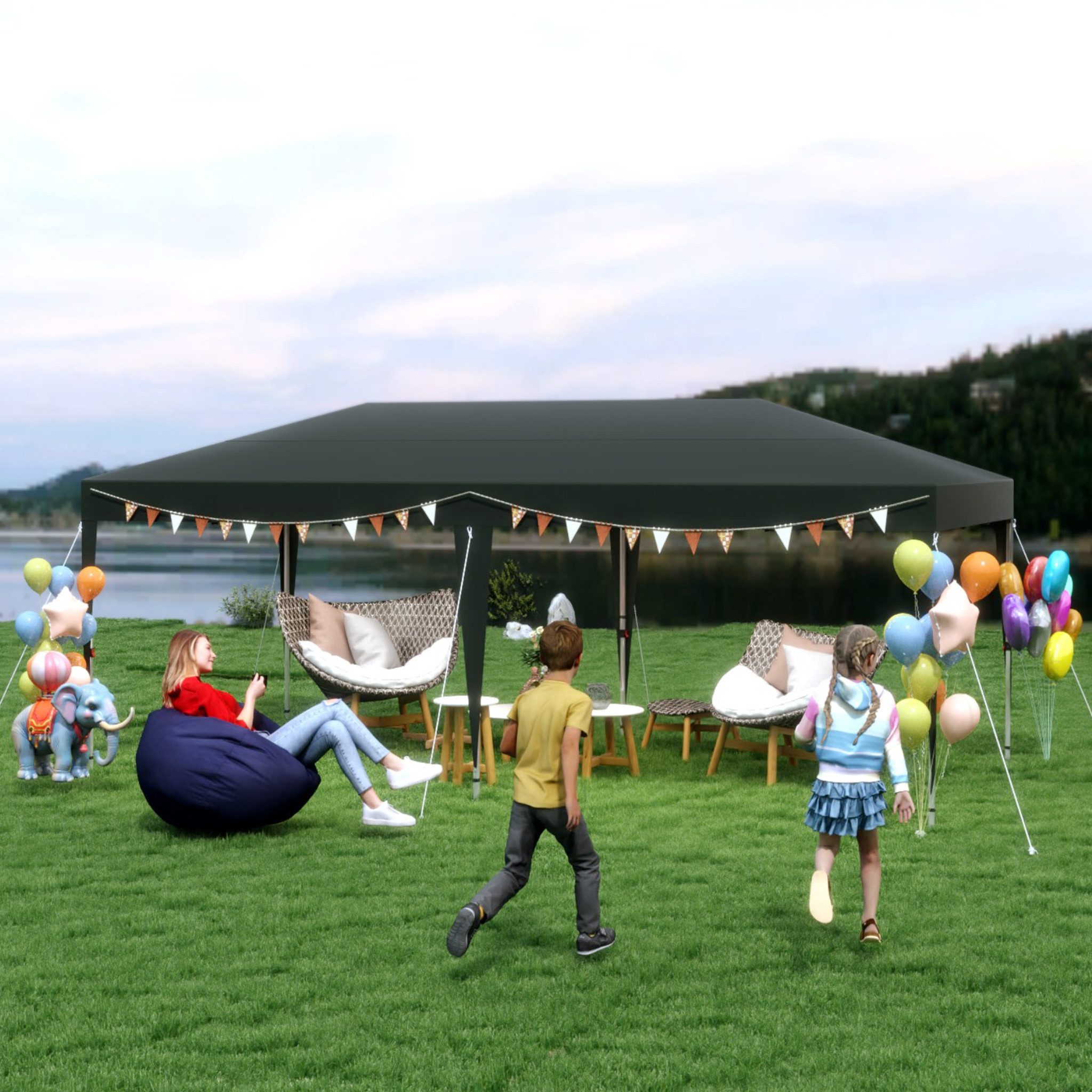 FIVMEN Partyzelt 3x6m Seitenteile für Gartenlauben,Pavillonbehangwände für Faltpavillon