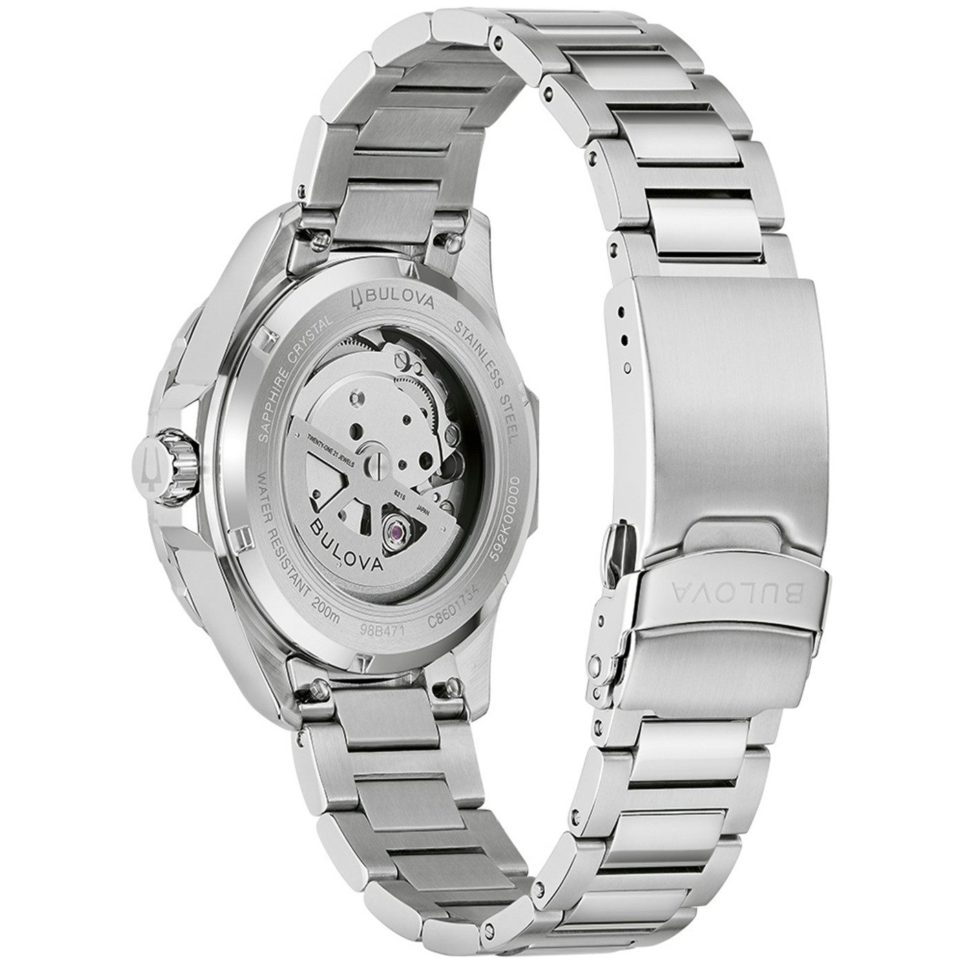 Bulova Mechanische Uhr Marine Star 98B471, Armbanduhr, Herrenuhr, Edelstahlarmband, analog, Big Date