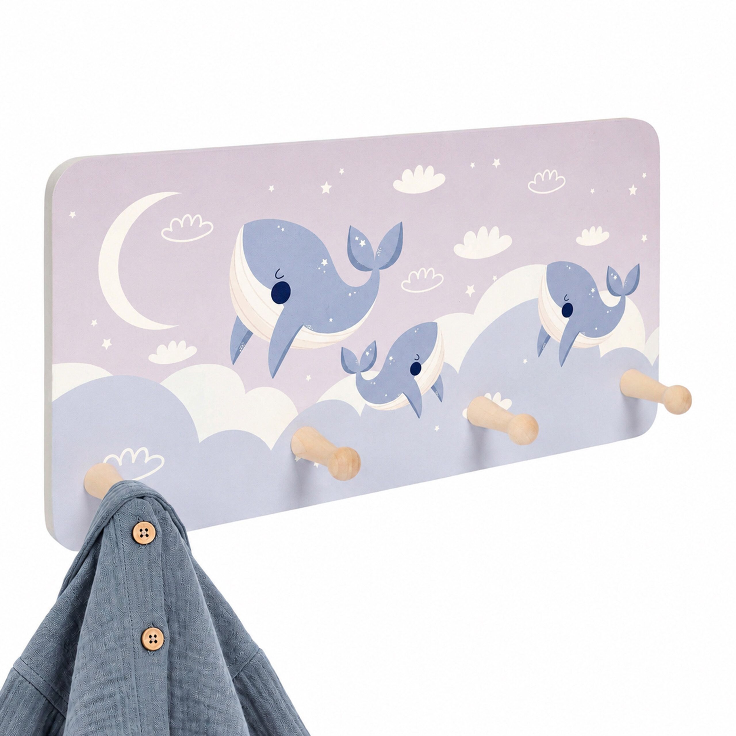 relaxdays Hakenleiste Kindergarderobe 4 Haken 20 x 40 cm, (4 St), B