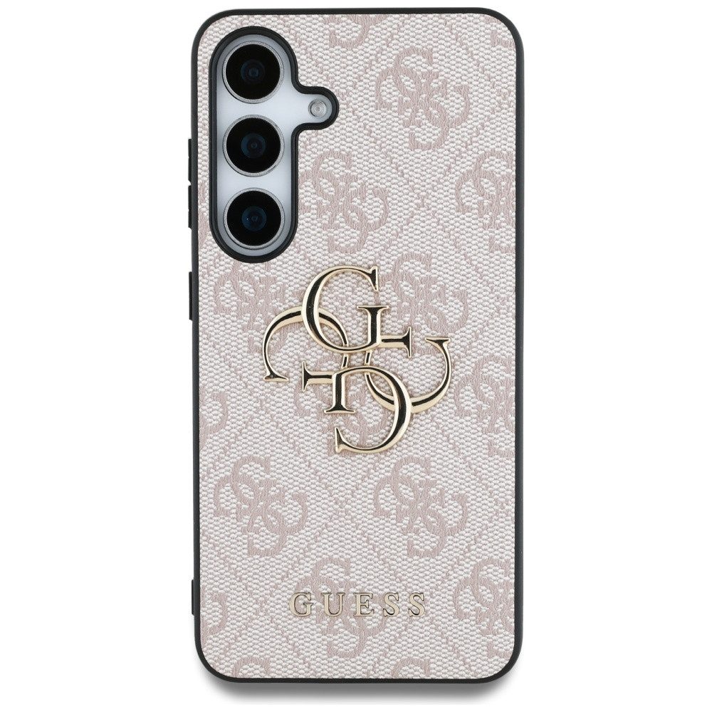 Guess Handyhülle Galaxy S25 Kunstleder rosa Logo goldfarben 6,2 Zoll, Kantenschutz