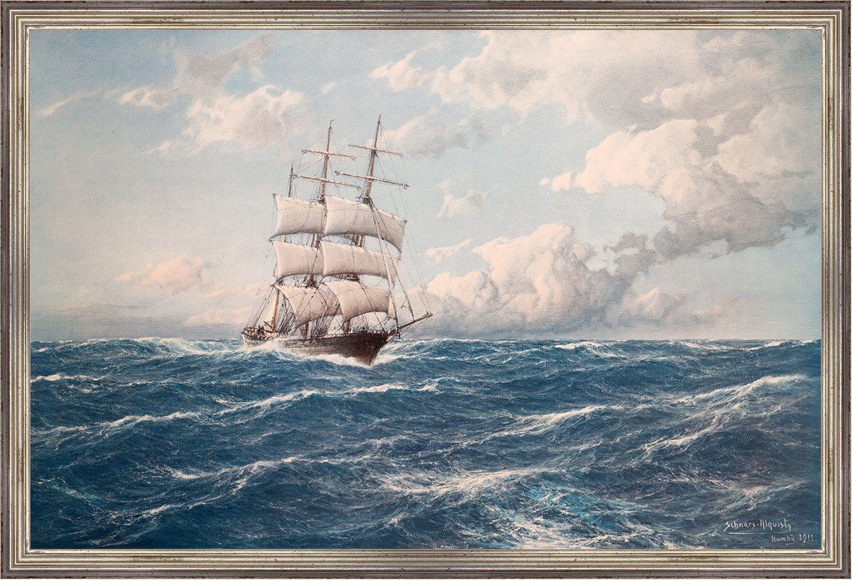BillerAntik Kunstdruck Vollschiff auf bewegter See Schnars Alquist A2 LW 09, (1 St)