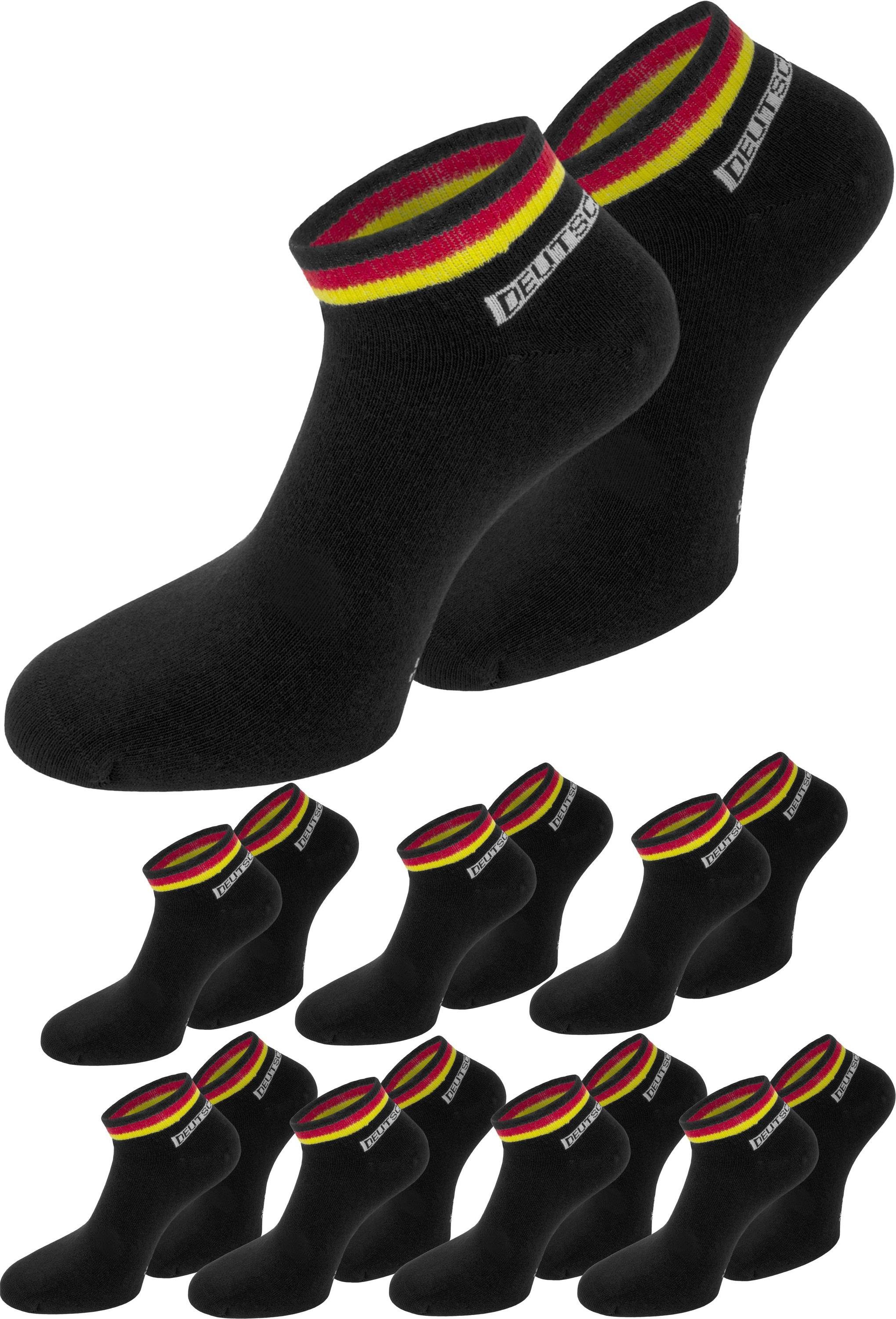 normani Sneakersocken 8 Paar Deutschland-Sneakersocken (8er-Set, 8 Paar) handgekettelte Fußspitze Schwarz | Sneakersocken