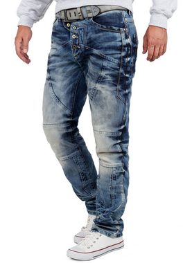 Cipo & Baxx 5-Pocket-Jeans Hose BA-CD346 W36/L34 (1-tlg) Denim mit Verzierungen und Nähten