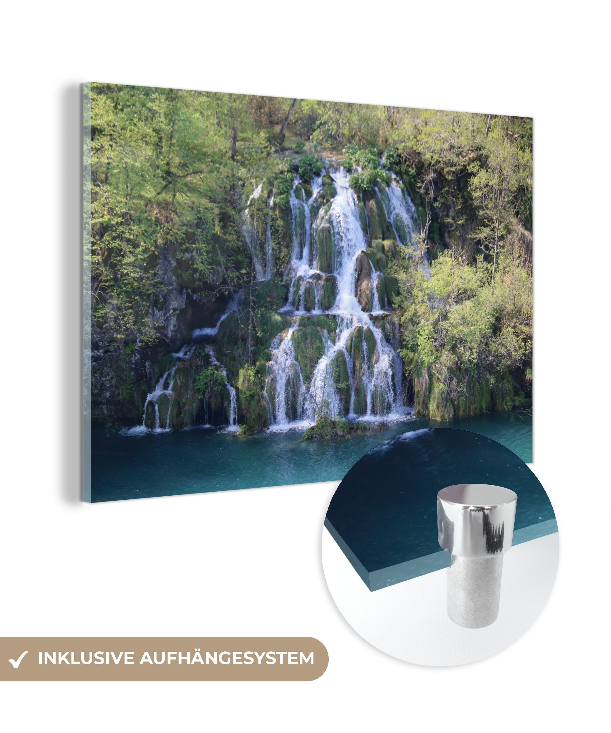 (1 Wohnzimmer Fließende Acrylglasbild Wasserfälle Schlafzimmer MuchoWow Nationalpark & St), Plitvicer Seen, im Acrylglasbilder