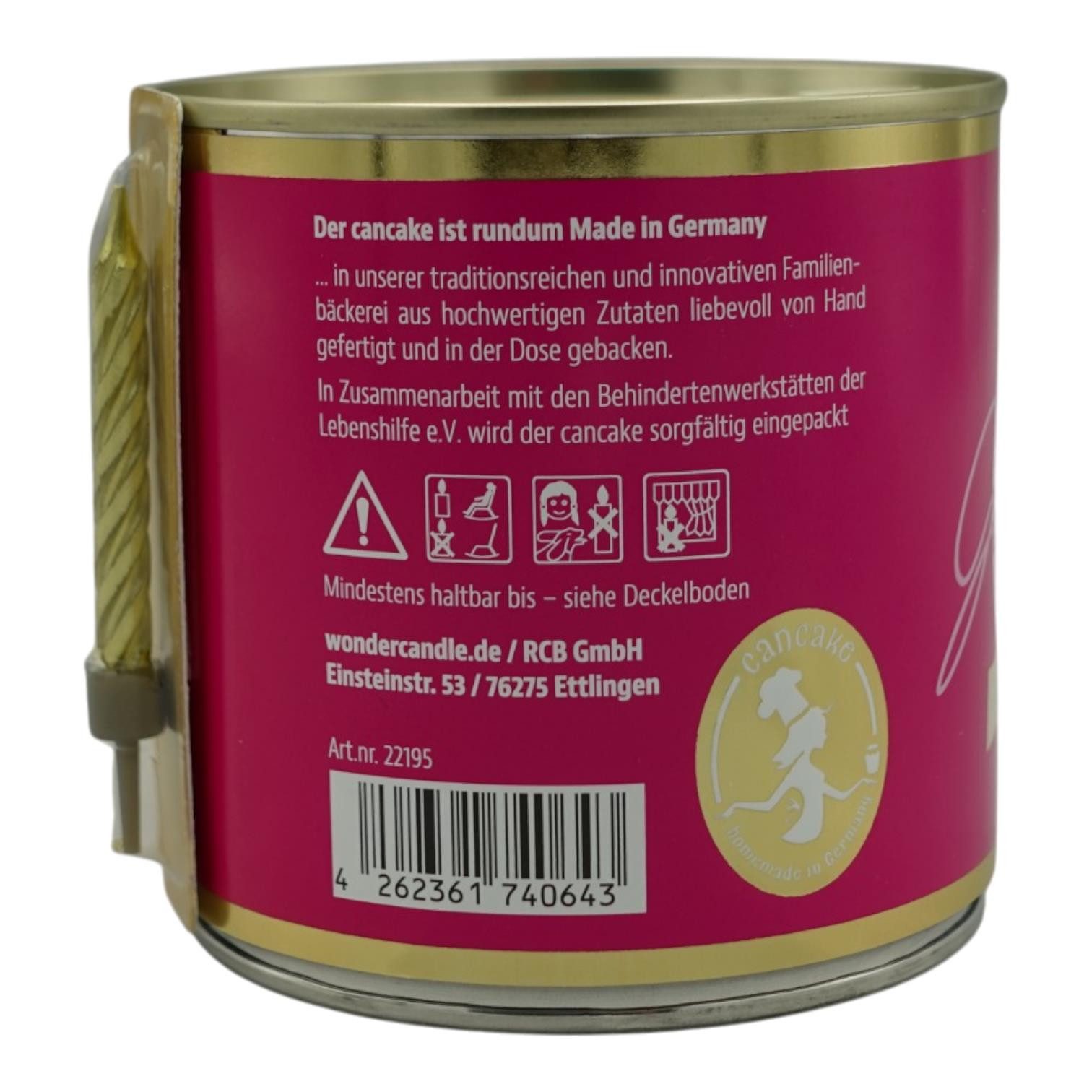 Wondercandle Geburtstagskerze „Girls-Time Cake“ Kuchen in der Dose – Pinke Geschenkidee für Freundin (kein Set, kein Set)
