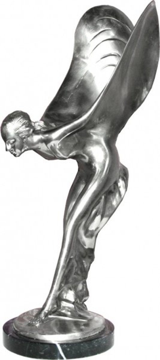 Casa Padrino Luxus vernickelt Bronze Padrino Kollektion Figur aus with Skulptur Casa Marmorsockel Lady von Dekofigur der Anmutende auf Wings