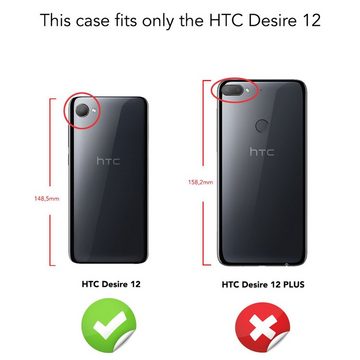 Nalia Smartphone-Hülle HTC Desire 12, Carbon Look Silikon Hülle / Matt Schwarz / Rutschfest / Karbon Optik