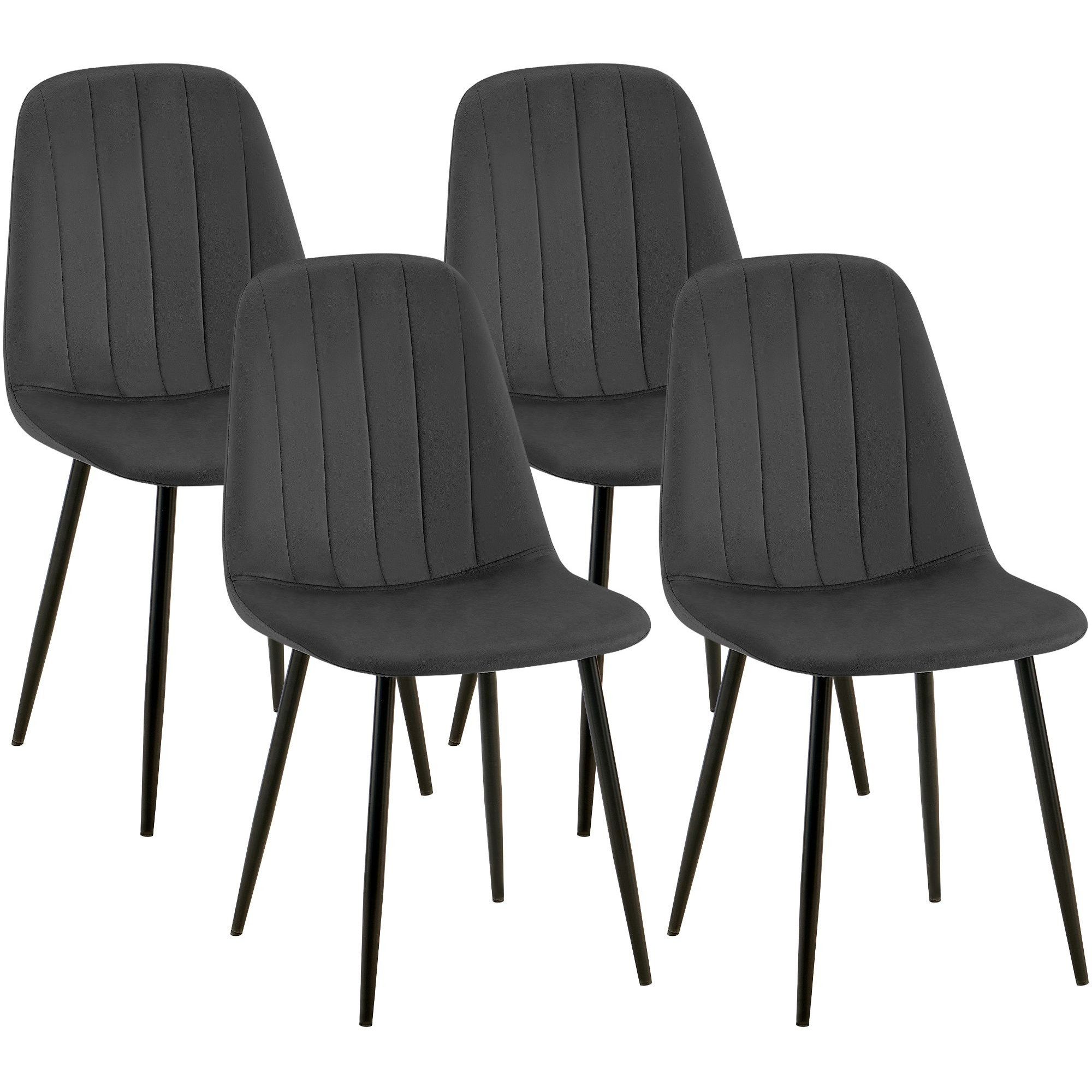 CLP Esszimmerstuhl Küchenstuhl Polsterstuhl Samtstuhl (Spar-Set, 1 St), Samtbezug, Metallgestell, bis 150 kg, Bodenschoner