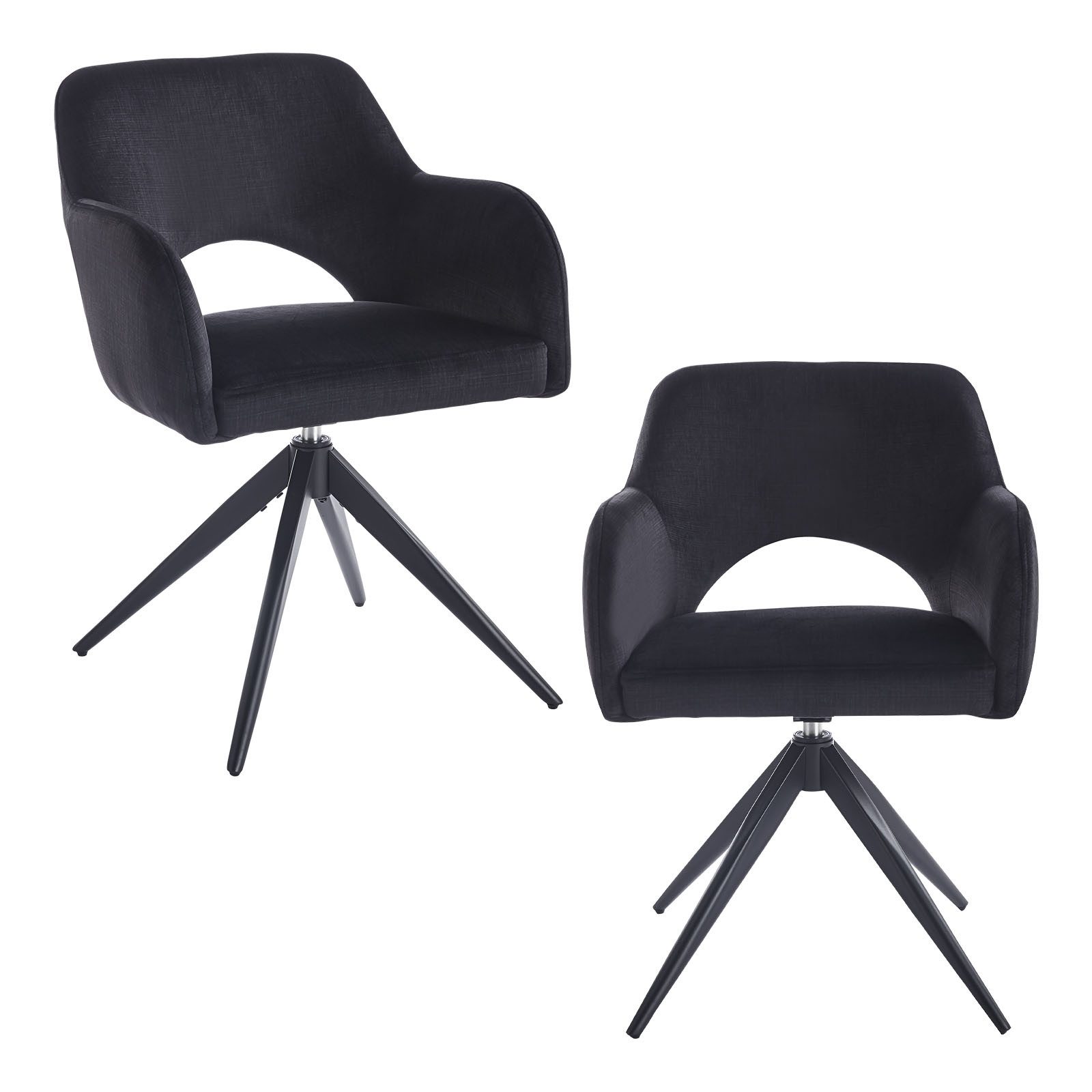 DITAIX Polsterstuhl Drehstuhl Wohnzimmerstuhl Esszimmerstuhl (2 St), 2er Set 360° Drehbar Industriell mit Automatischer Rückstellung