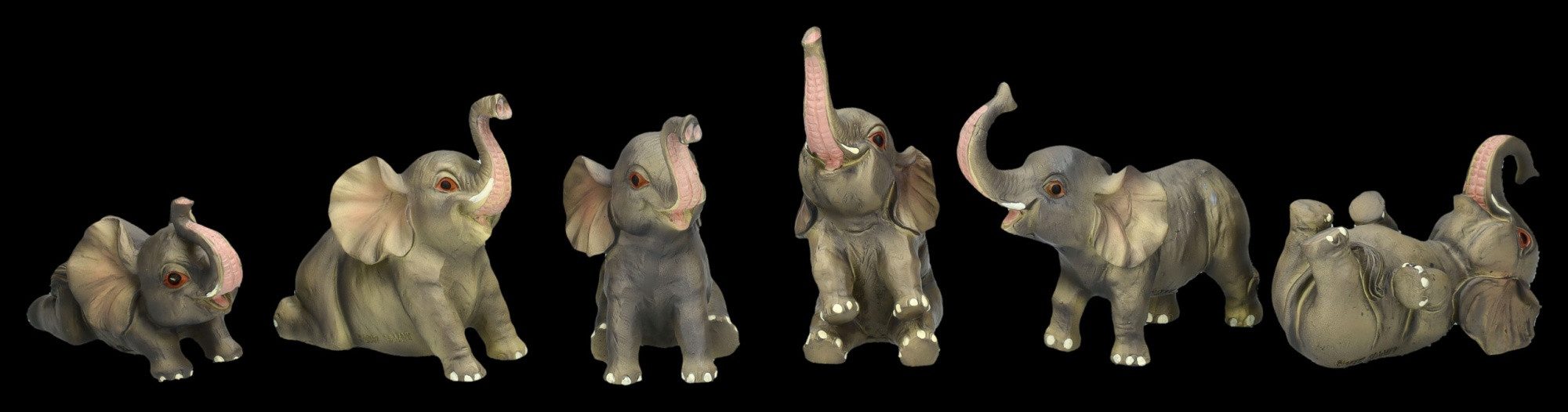 Figuren Shop GmbH Tierfigur Elefanten Figuren 6er Set - Süße Babys - Tierfigur Dekofigur Deko