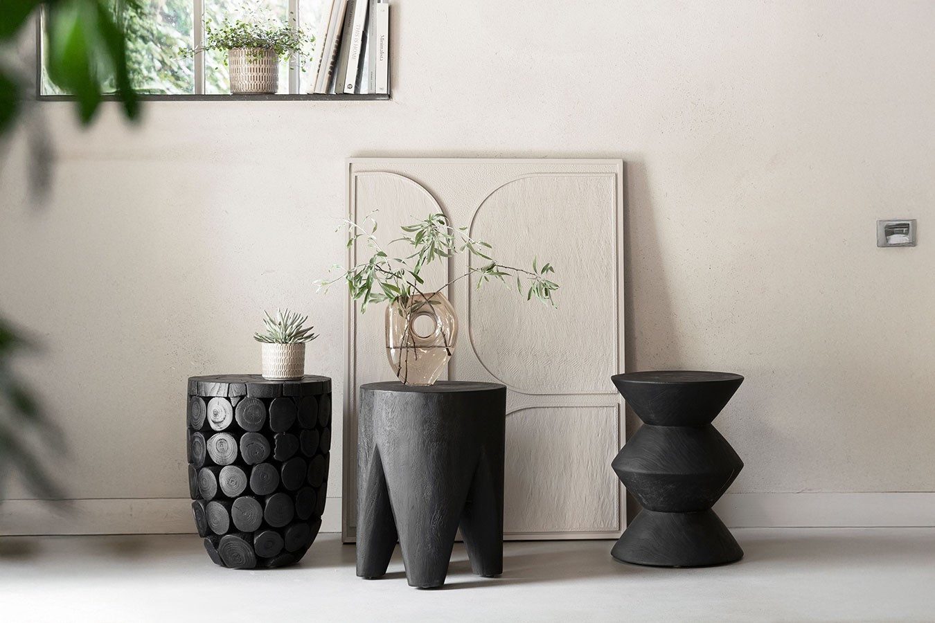 DTP Fußhocker Beisteller Curve Massivholz schwarz