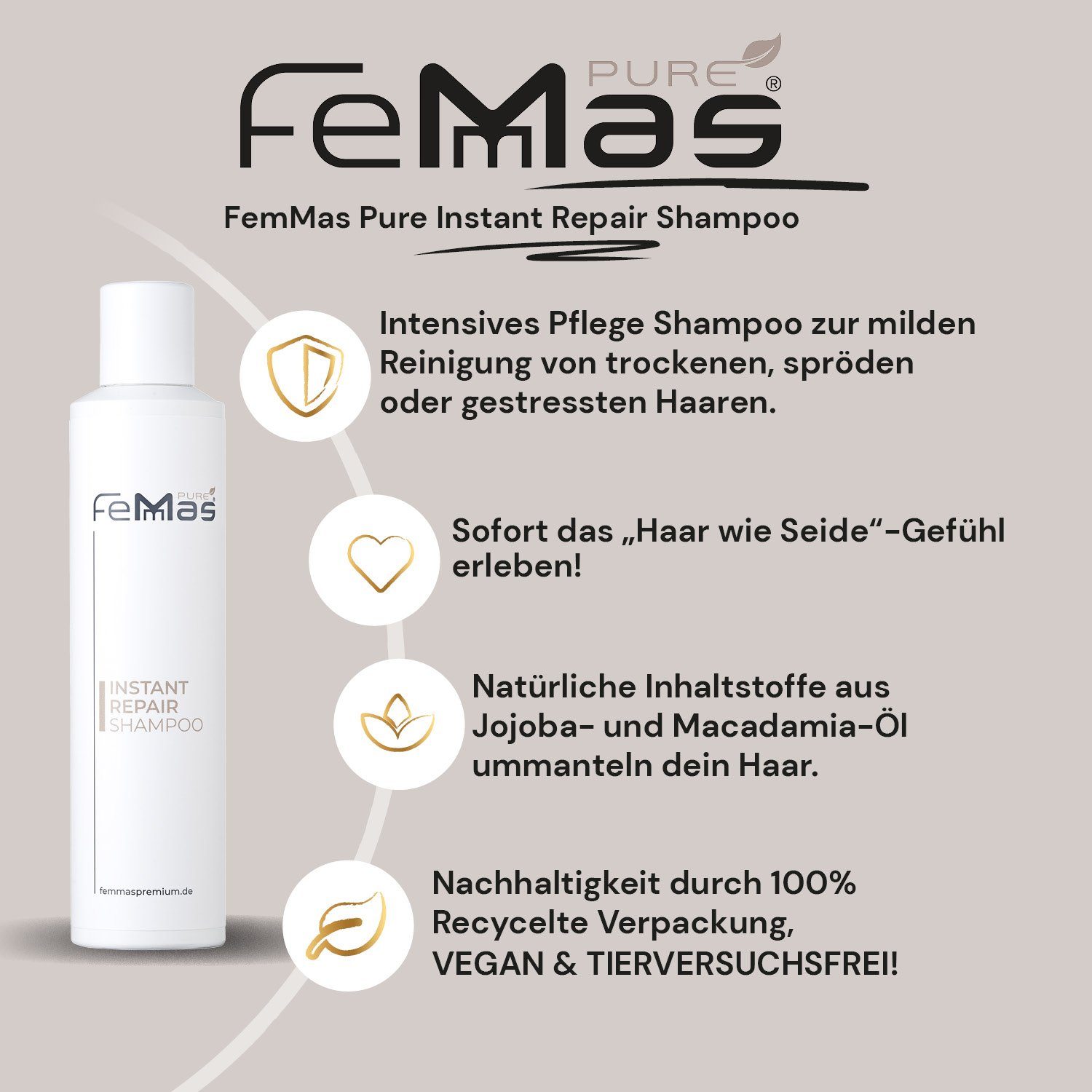 Femmas Haarshampoo Femmas Premium Repair Shampoo Pure 200ml Instant