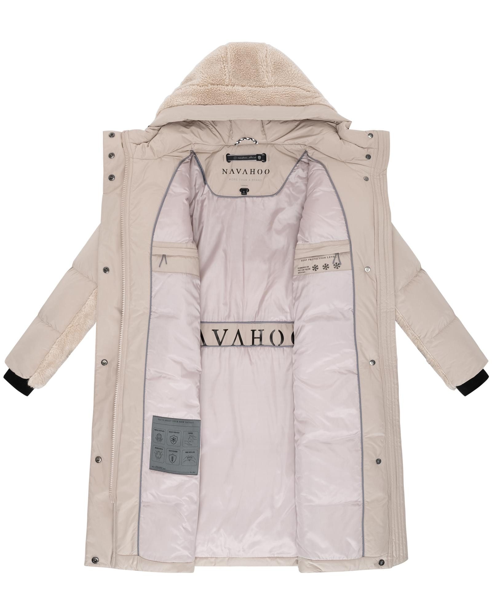 Navahoo Wintermantel Funkelteddy 14 Warmer Mantel mit Teddyplüsch-Akzenten und Taillengürtel