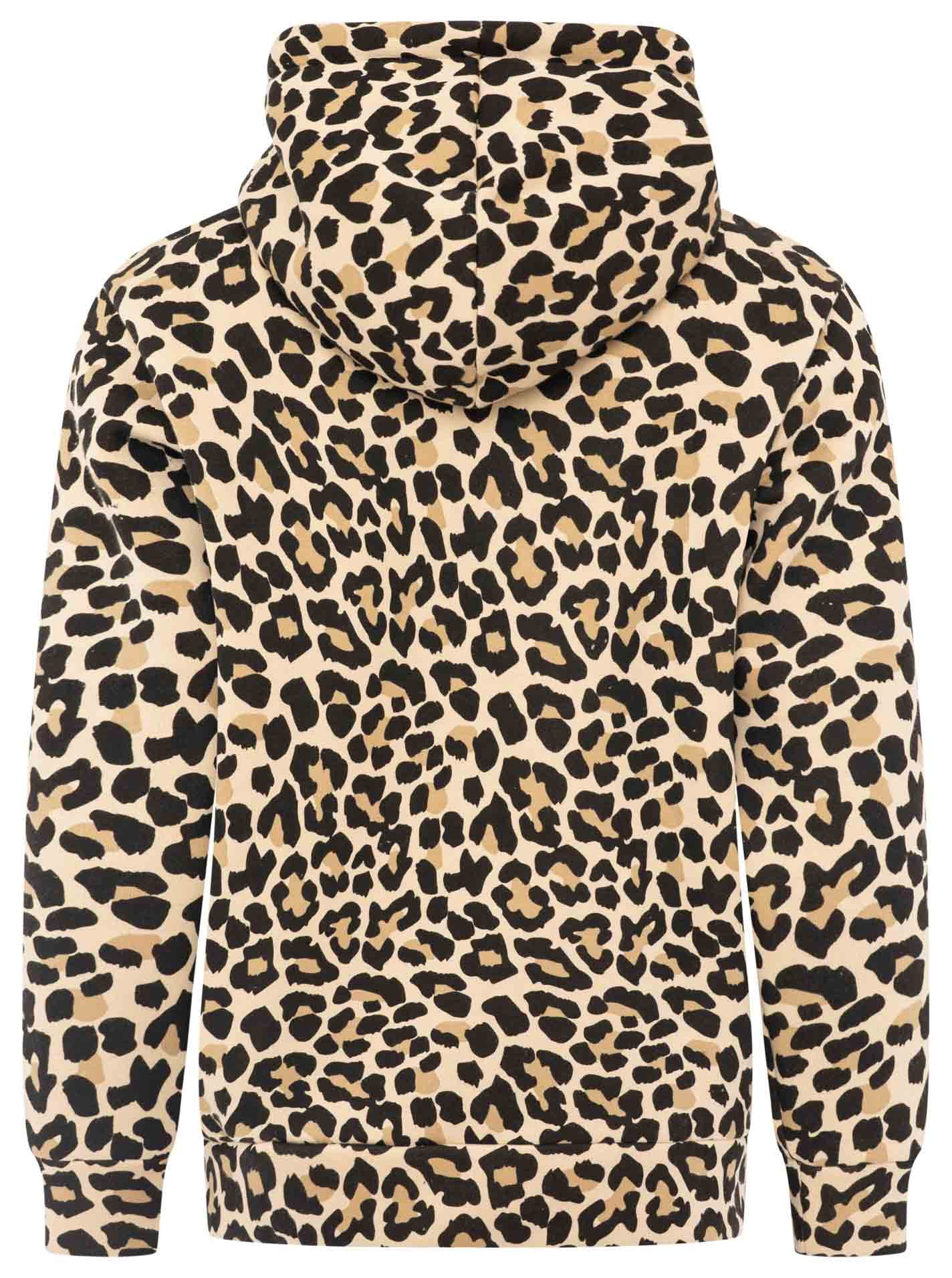 Zwillingsherz Kapuzensweatjacke "Leo Stripe" Leomuster, pinker Streifen am Arm, Kapuze mit Kordel, Tasche, Zipper – Bild 4 von 5