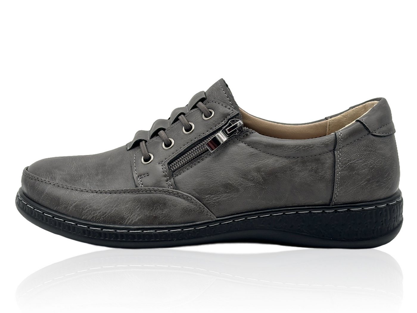 Nowaland Bequeme Slip-on Damen-Halbschuhe mit seitlichem Reißverschluss Slipper Bequeme Passform, leichtes Tragegefühl und unkompliziertes Anziehen