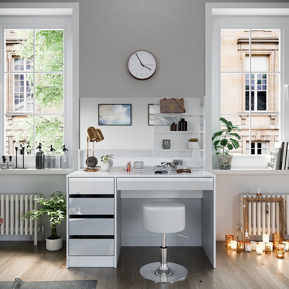 Vicco Schminktisch Sherry, Weiß, 120 cm mit Hocker