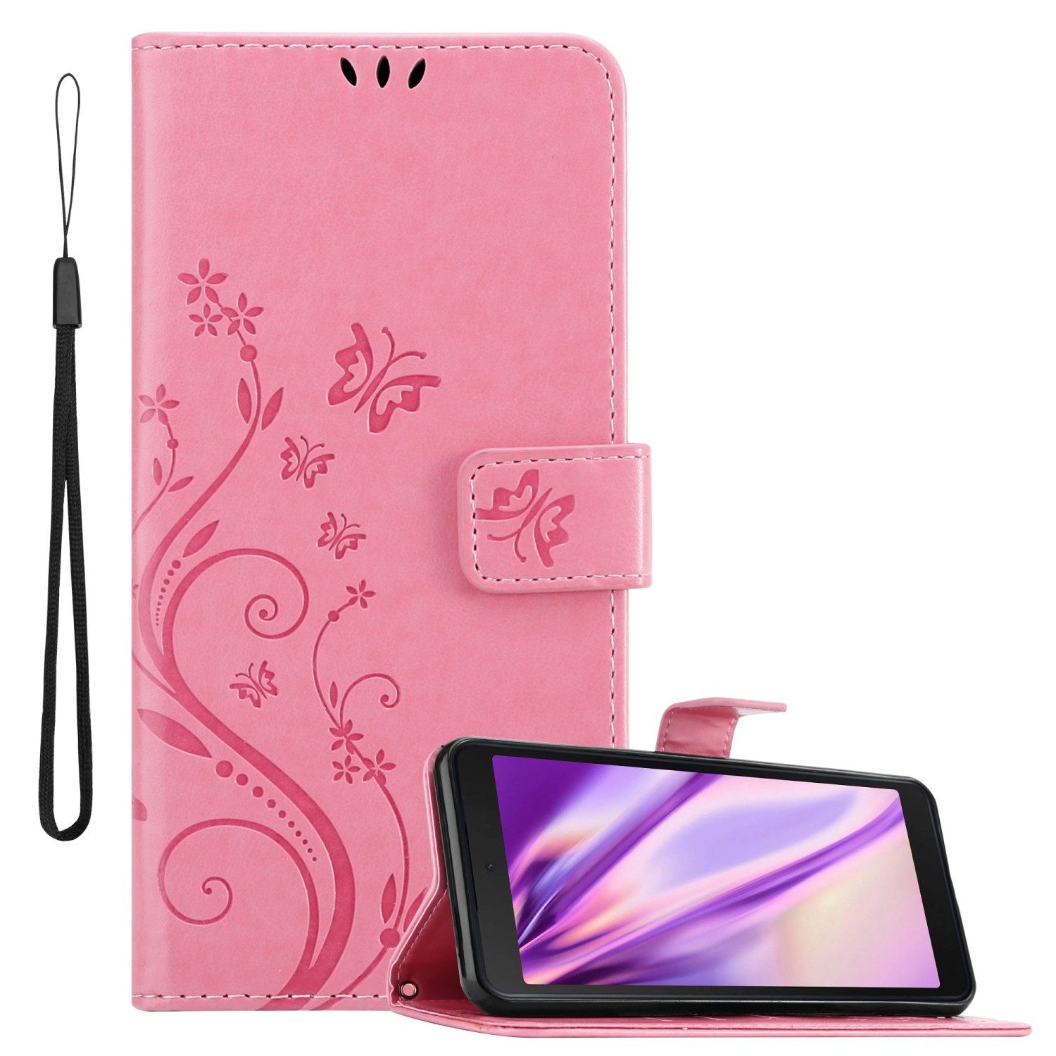 Cadorabo Handyhülle für Samsung Galaxy XCover 5 Hülle Samsung Galaxy XCover 5, Hülle Schutzhülle Blumen Flower mit Standfunktion Kartenfach Magnet