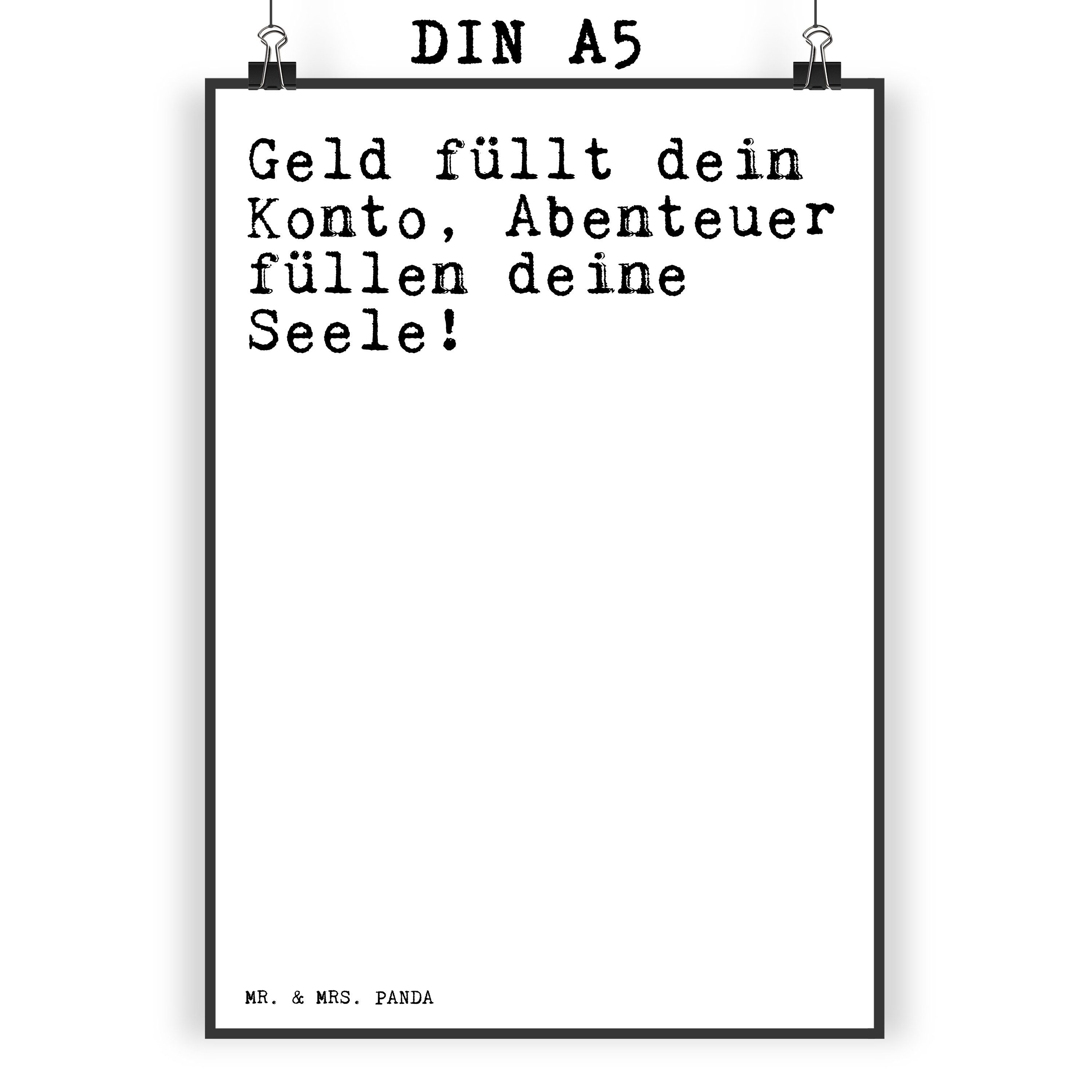 Mr. & Mrs. Panda Poster »Geld füllt dein Konto,... Weiß Geschenk