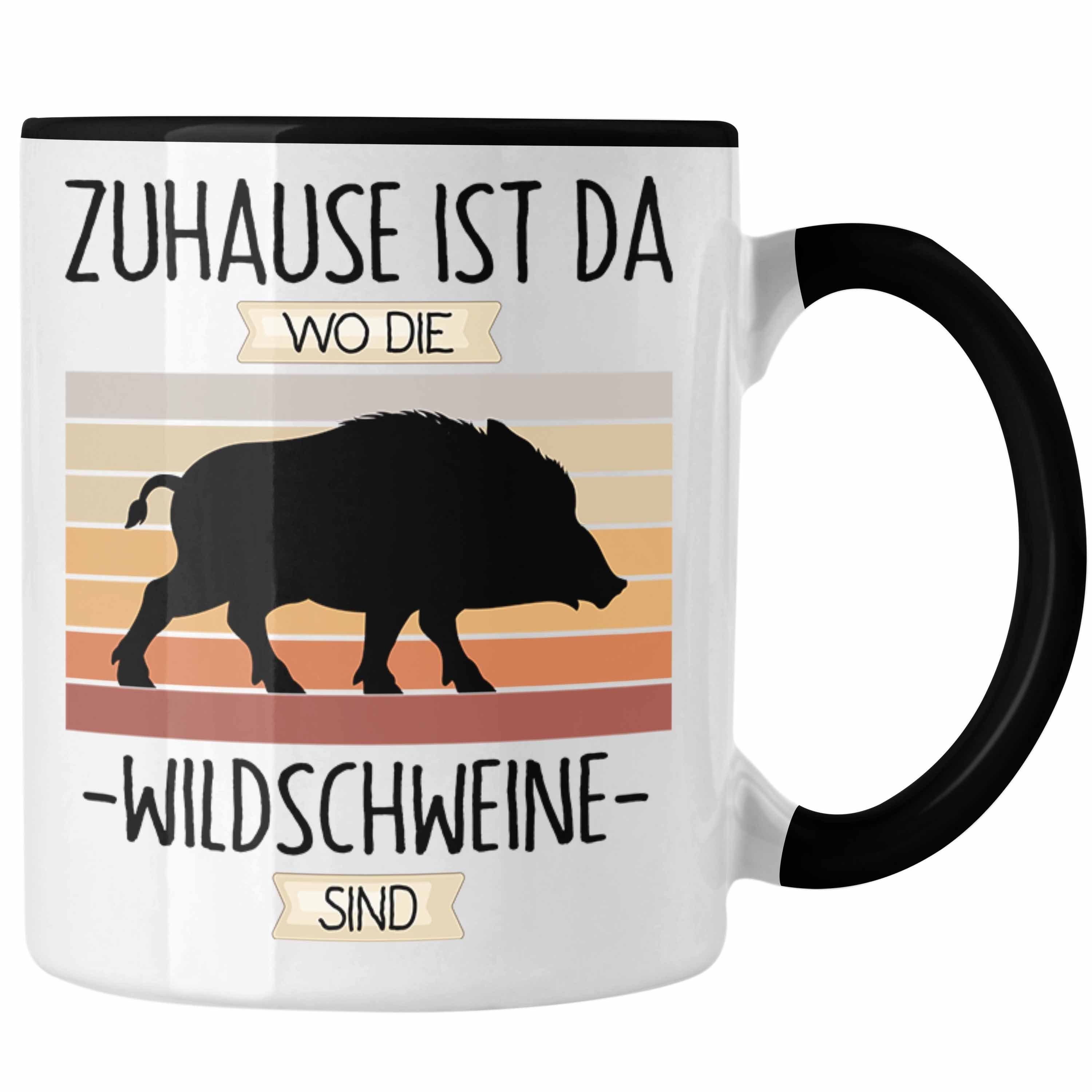 Trendation Tasse Jäger Tasse Geschenk Geschenkidee Lustiger Spruch Zuhause Ist Da Wo Di Schwarz