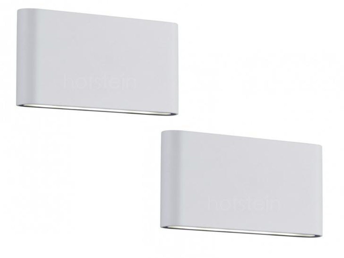 TRIO Leuchten LED Außen-Wandleuchte, LED fest integriert, Warmweiß, 2er-Set flache Up Down Fassadenlampe Haus-wand beleuchten, Weiß 17,5cm