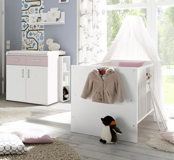 Storado Babyzimmer-Komplettset Babyzimmer Set komplett „Sienna“ weiß matt / flieder 7 tlg. Babymöbel