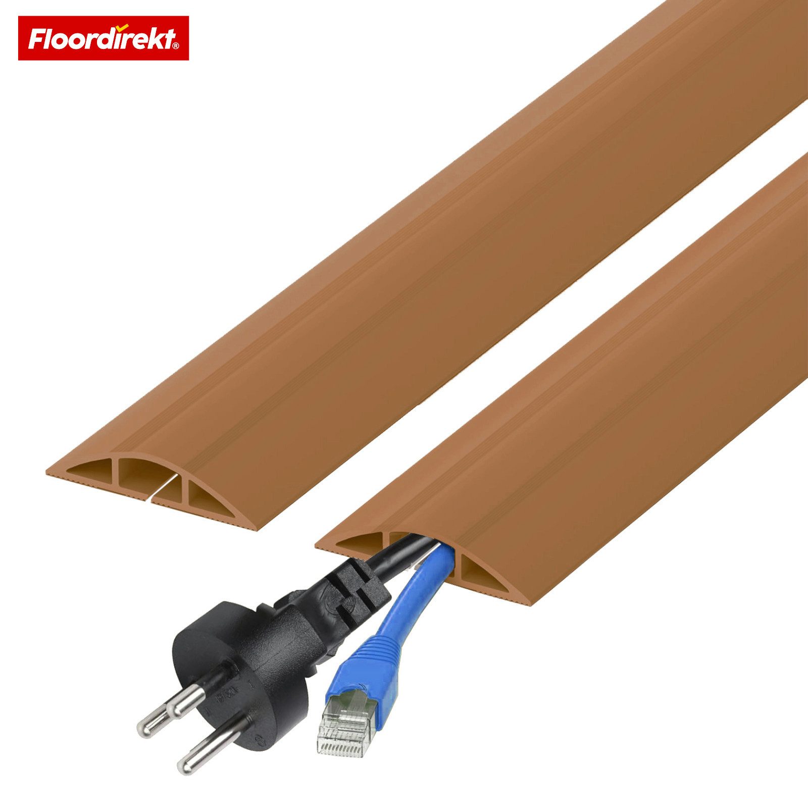 Floordirekt Kabelkanal Boden Cable Guard rutschfester Stolperschutz Kabelschutz zuschneidbar (1,8 m, 4,5 m, 9 m, 30 m, 2 Kabel bis 8 mm Ø (Kammer: 18 × 8 mm), Rutschfeste Oberfläche