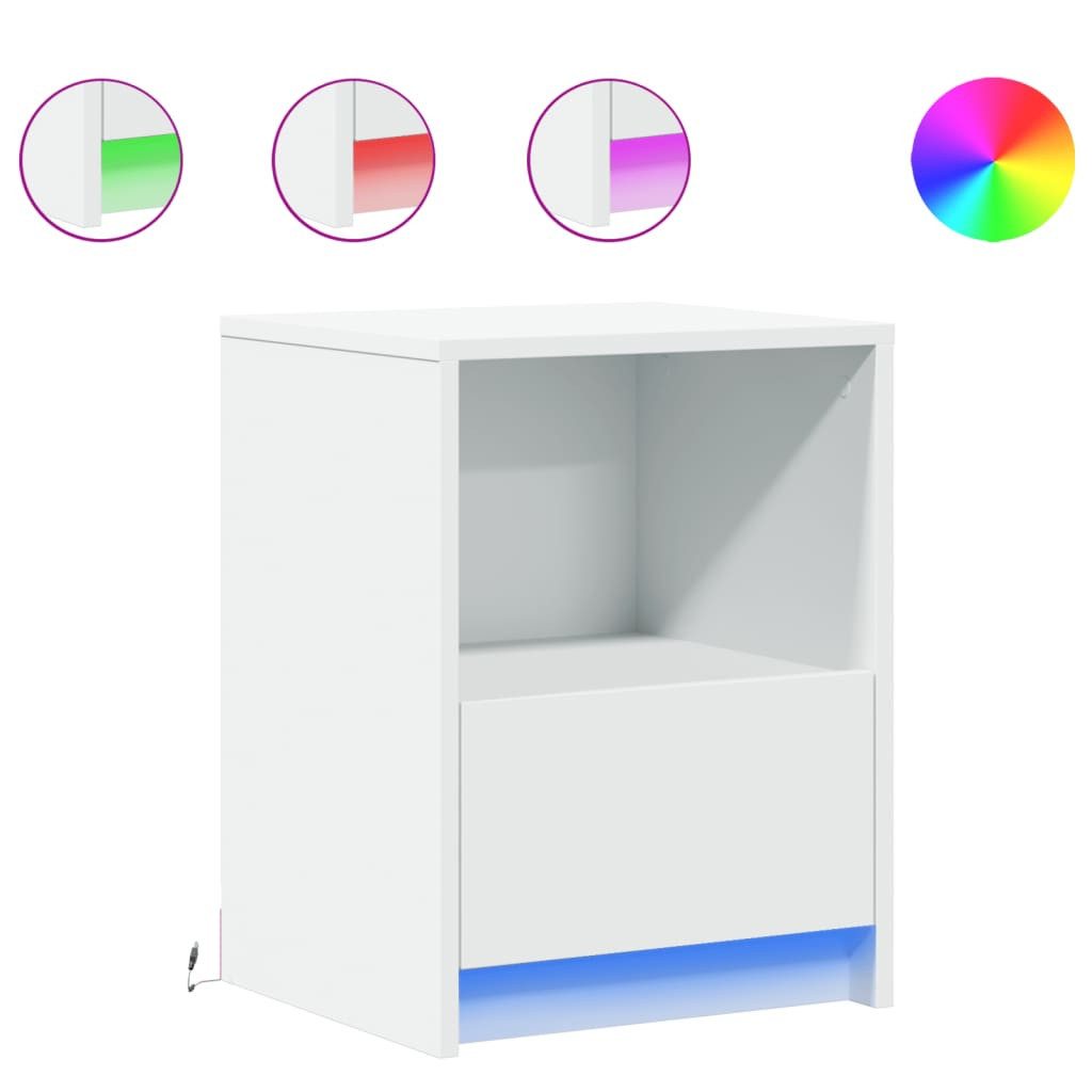 vidaXL Nachttisch Nachttisch mit LED-Leuchten Weiß günstig online kaufen