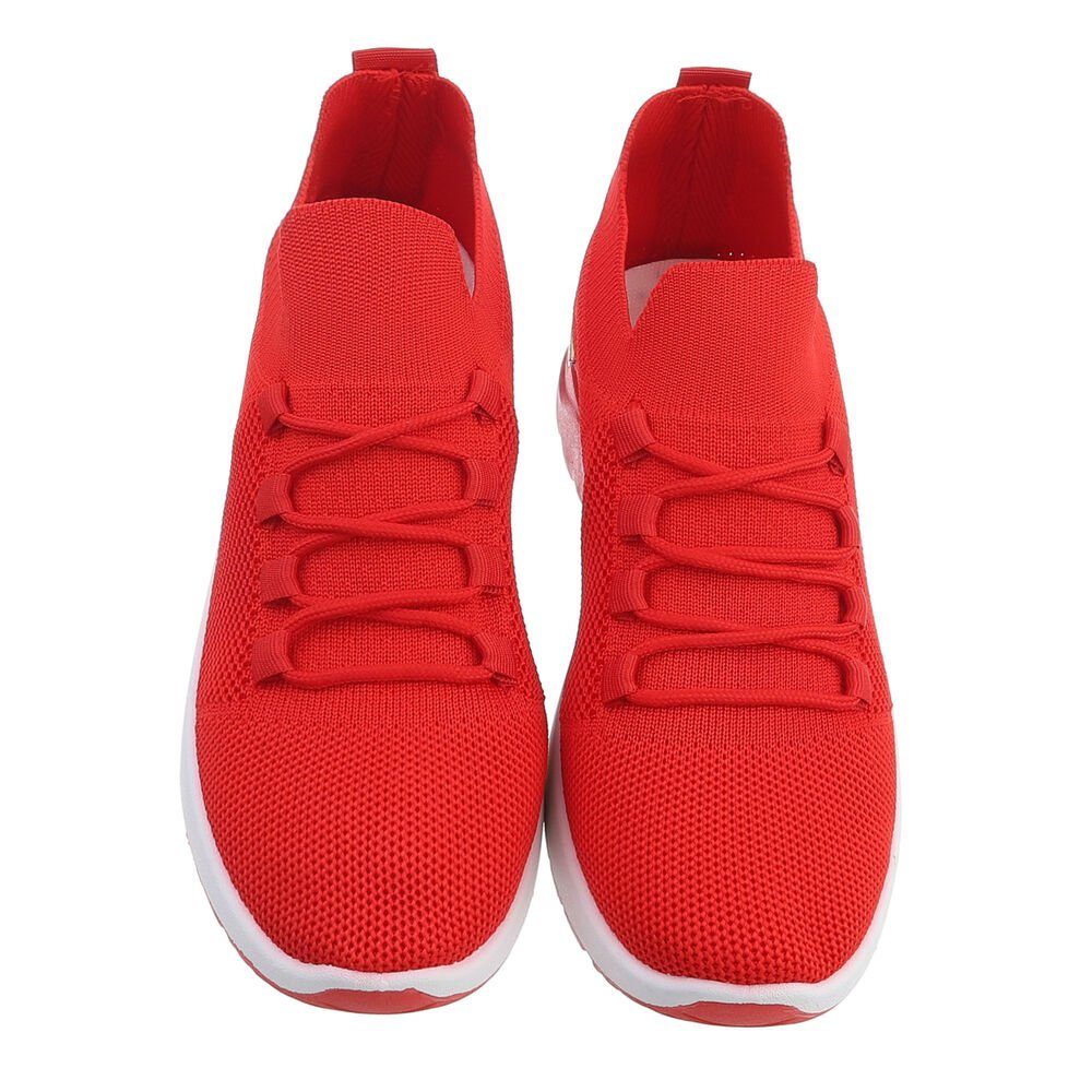 Ital-Design Damen Low-Top Low in Flach Sneakers Sneaker Rot Freizeit